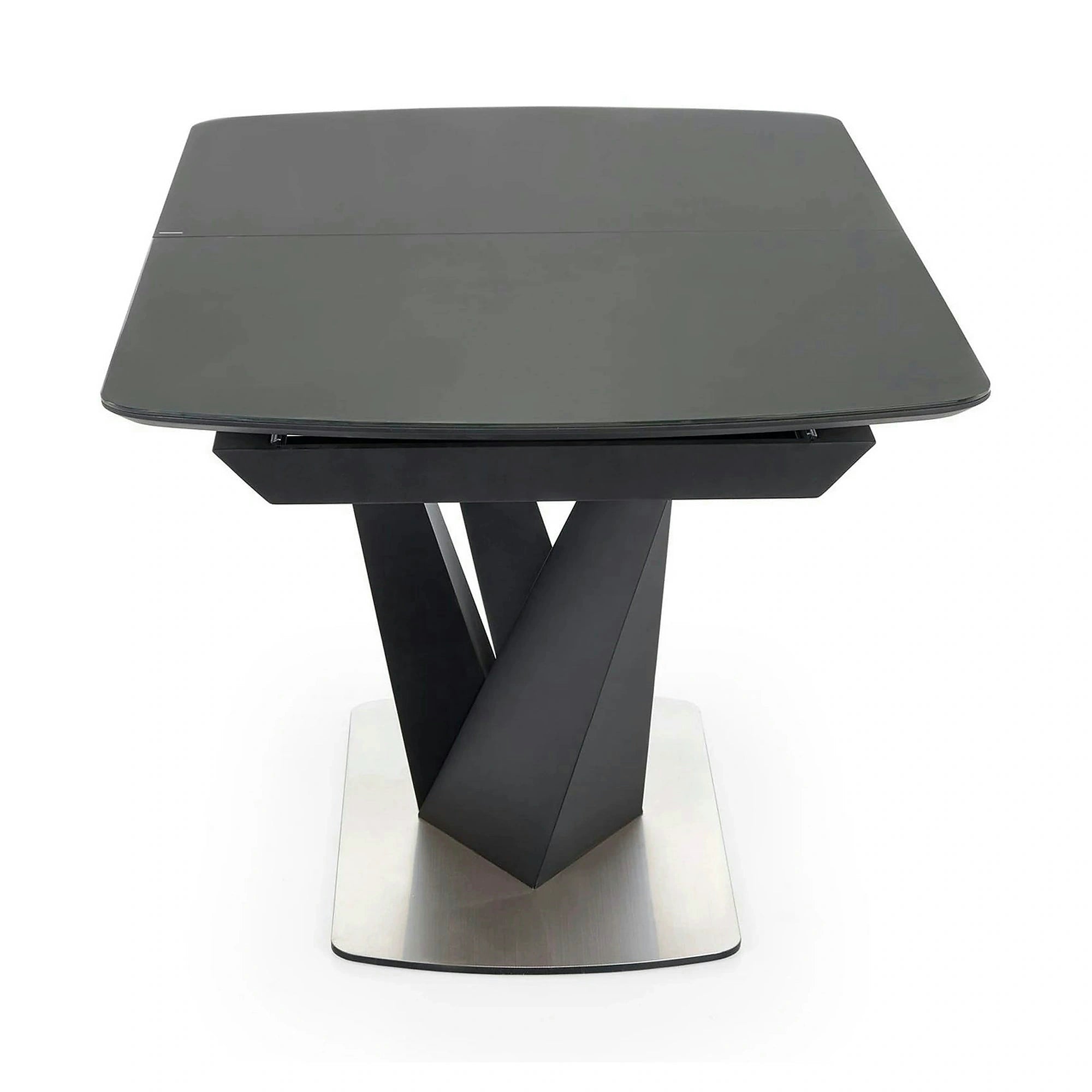 Masa extensibila din sticla/otel PATRIZIO, negru, 160/200x90x77 cm
