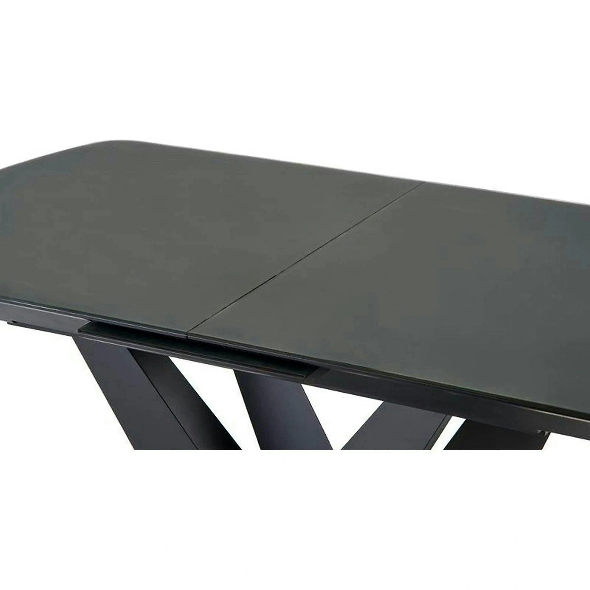 Masa extensibila din sticla/otel PATRIZIO, negru, 160/200x90x77 cm