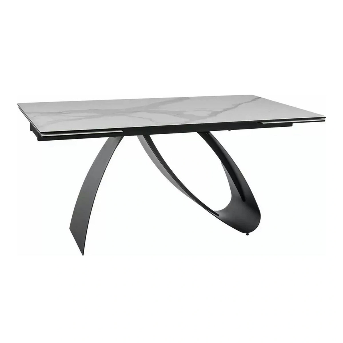 Masa extensibila DIUNA, alb/negru, sticla securizata/ceramica/metal, 160/240x90x77 cm