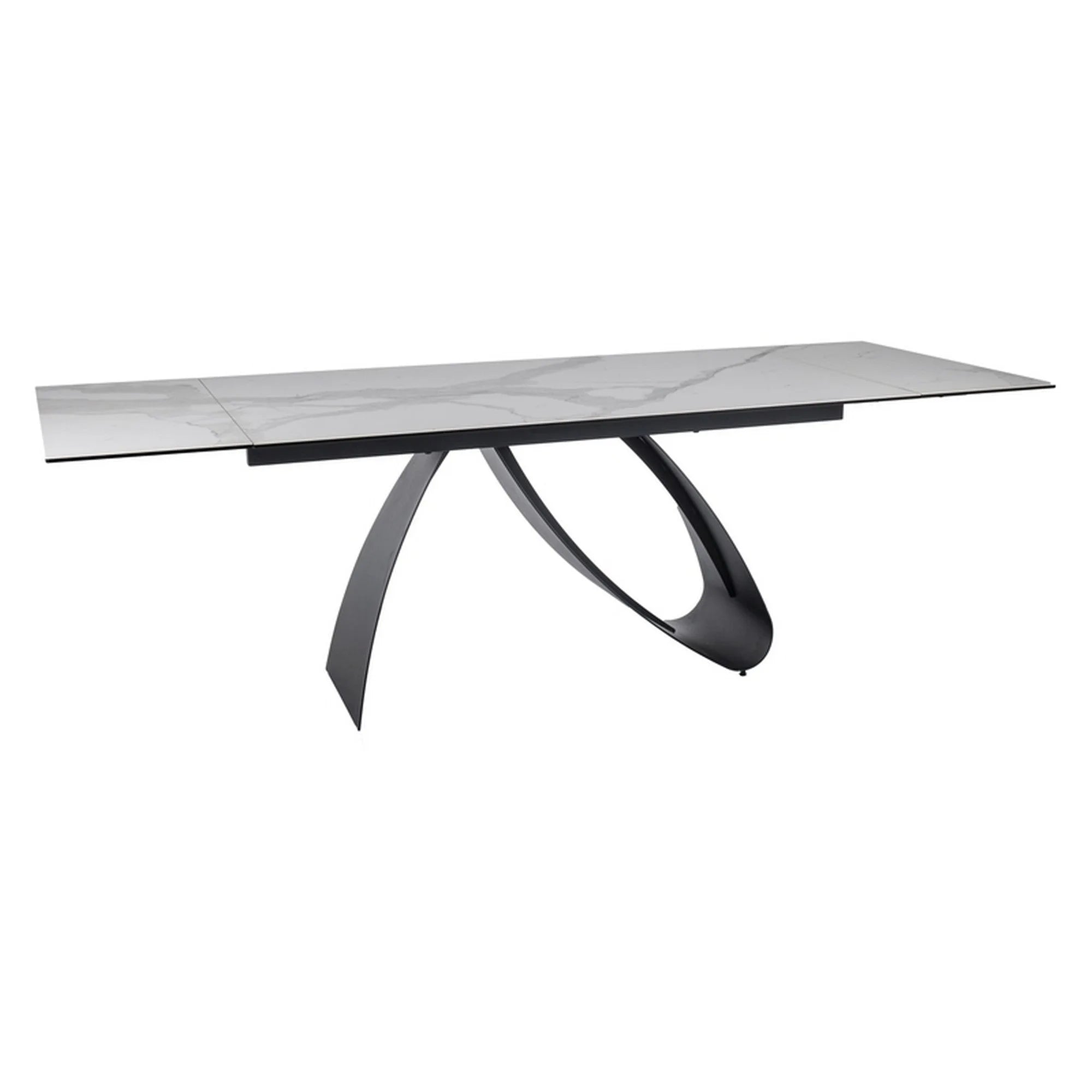 Masa extensibila DIUNA, alb/negru, sticla securizata/ceramica/metal, 160/240x90x77 cm