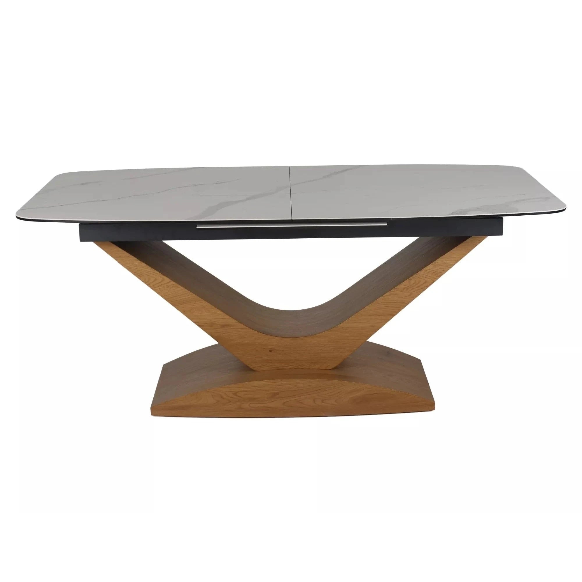 Masa extensibila DOLCE, alb cu efect de marmura/stejar, 180/240x95x76 cm