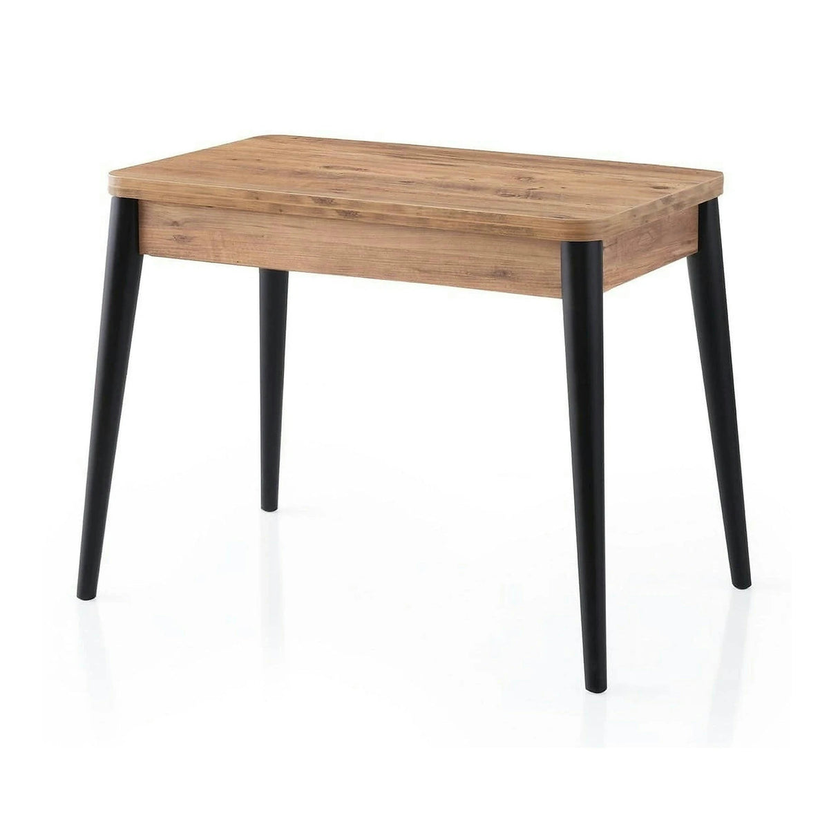 Masa extensibila DOLUNAY 1284, stejar/negru, PAL melaminat, 100/120x60/100x75 cm