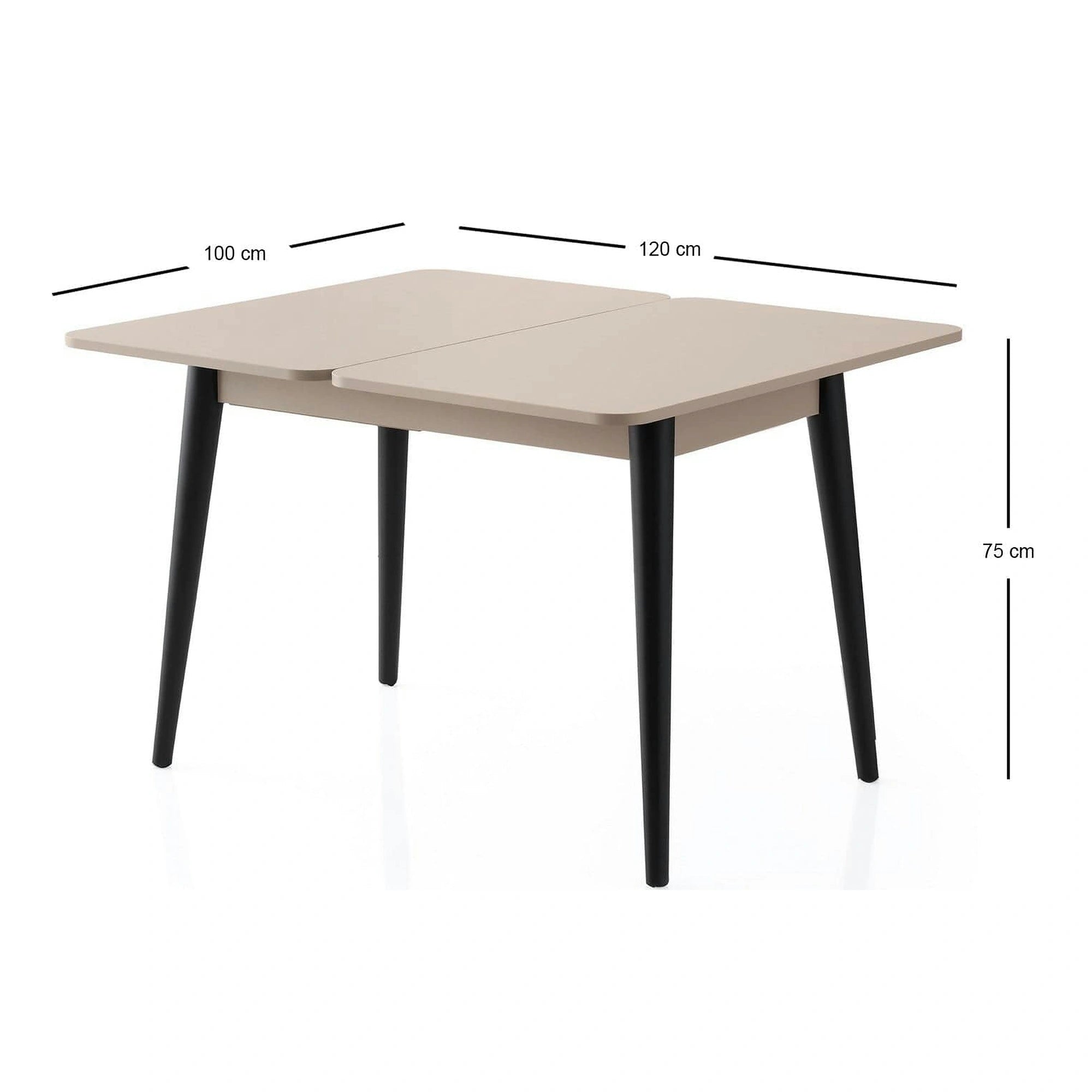 Masa extensibila DOLUNAY 1285, bej, PAL melaminat, 100/120x60/100x75 cm
