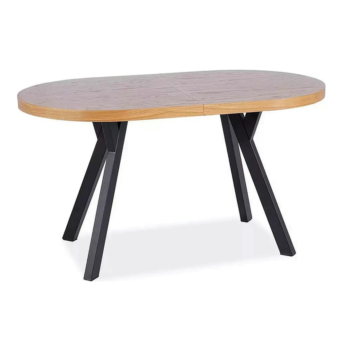 Masa extensibila DOMINGO II, stejar natural/negru, PAL laminat/metal, 140/272x80x76 cm