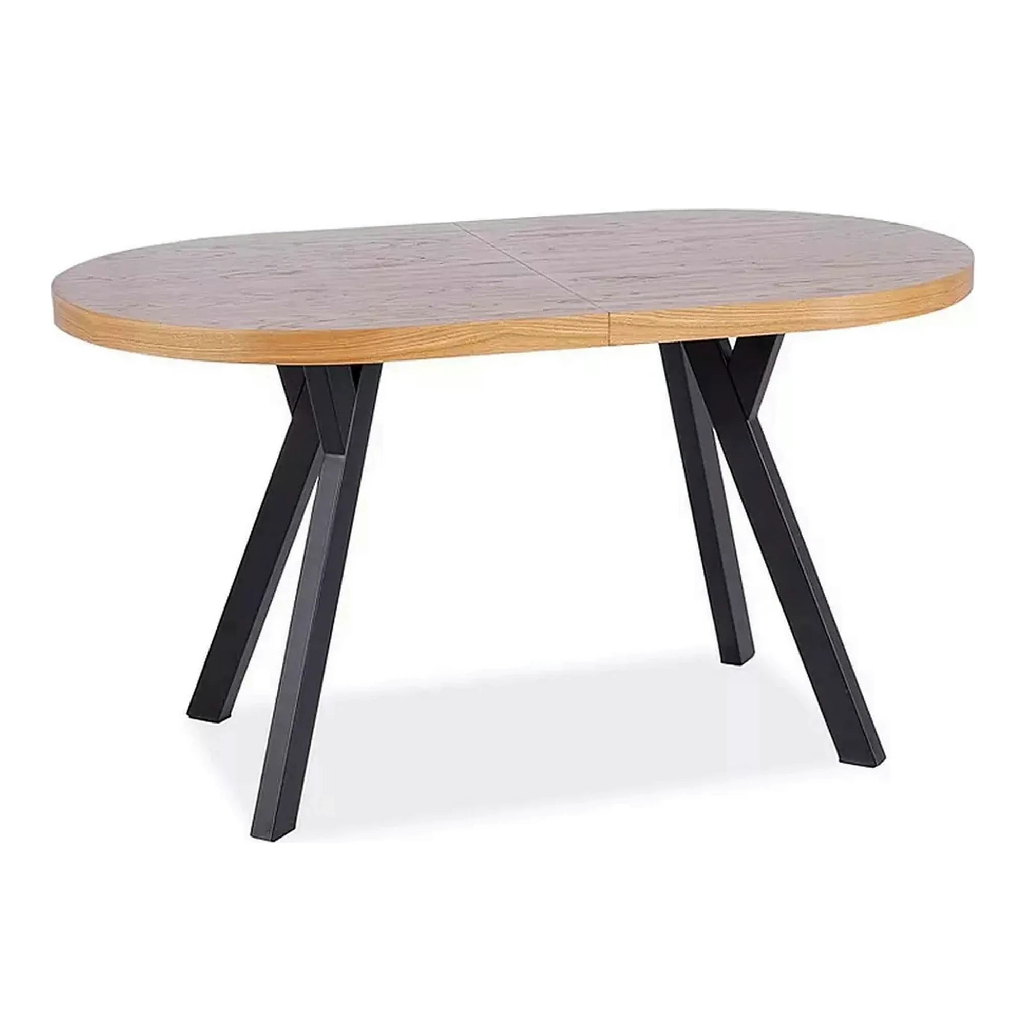 Masa extensibila DOMINGO II, stejar natural/negru, PAL laminat/metal, 140/272x80x76 cm