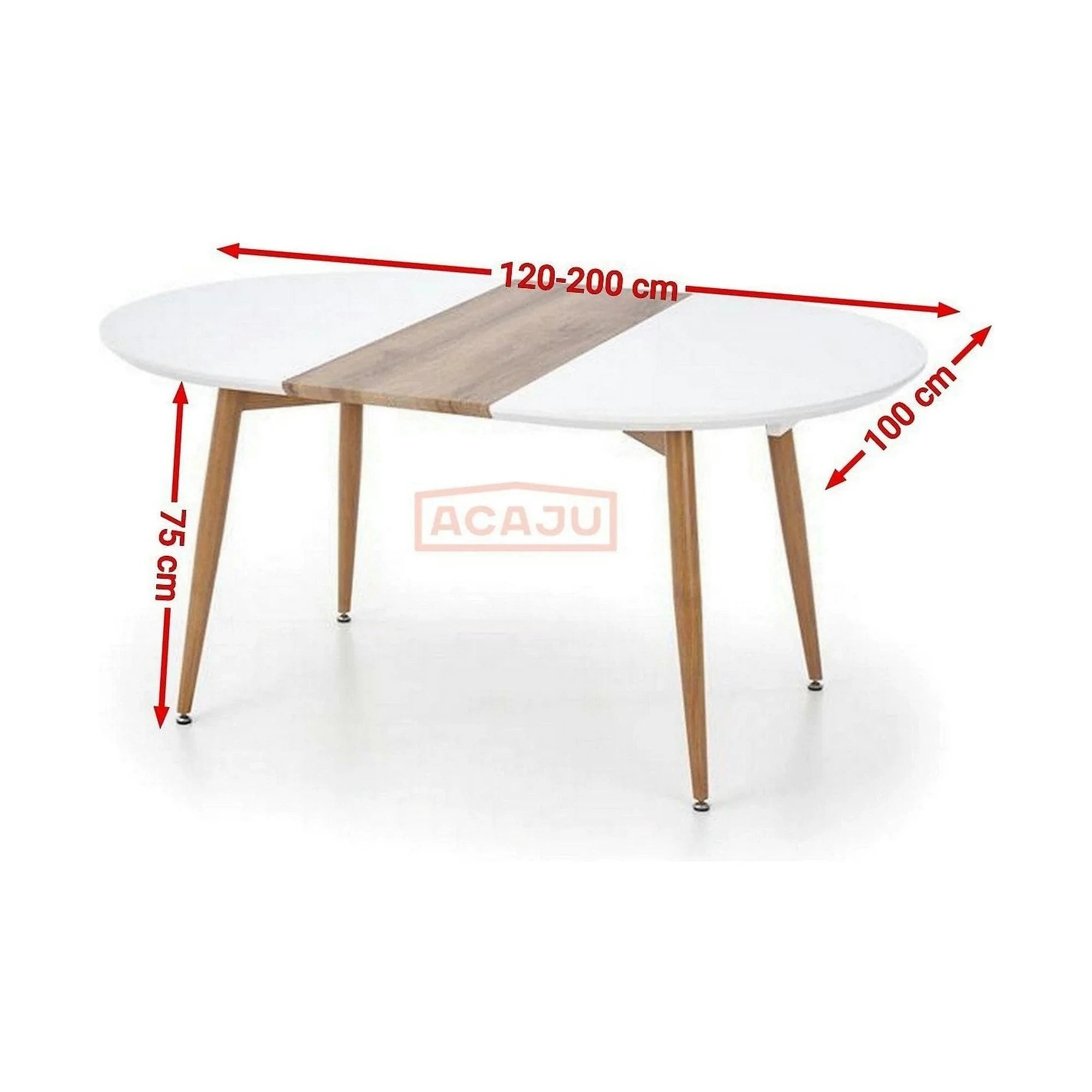 Masa extensibila EDWARD, alb/stejar miere, 120/200x100x75 cm