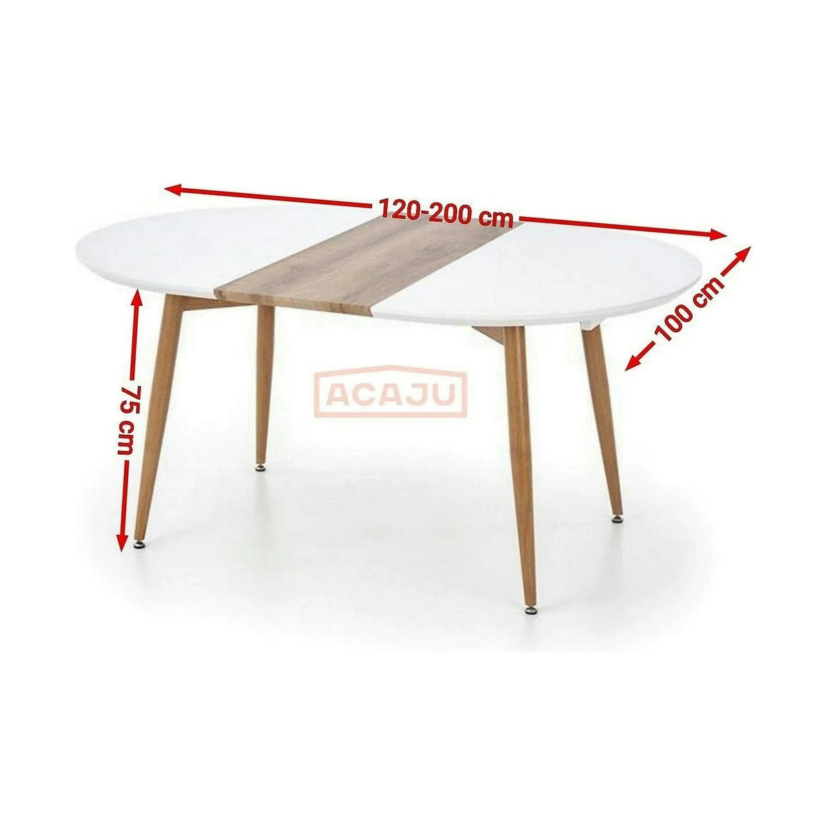 Masa extensibila EDWARD, alb/stejar miere, 120/200x100x75 cm