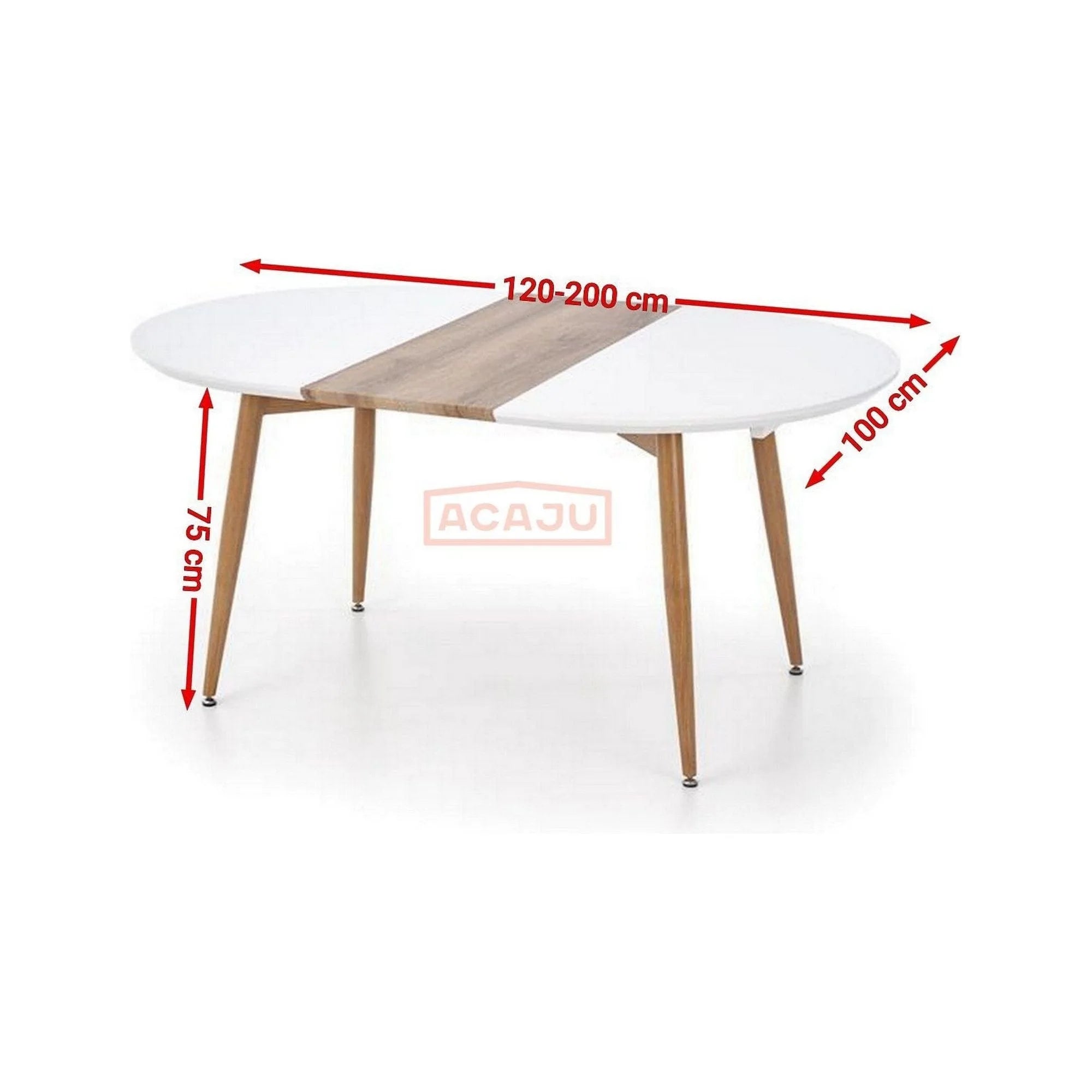 Masa extensibila EDWARD, alb/stejar miere, 120/200x100x75 cm