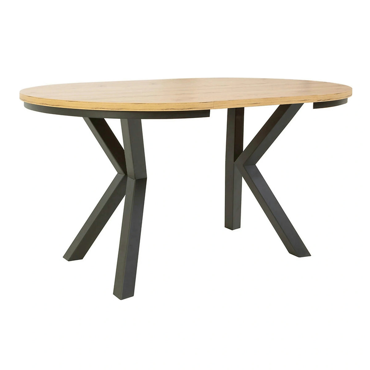 Masa extensibila ELAND, stejar artisan/negru, PAL laminat/metal, 100/200x100x76 cm