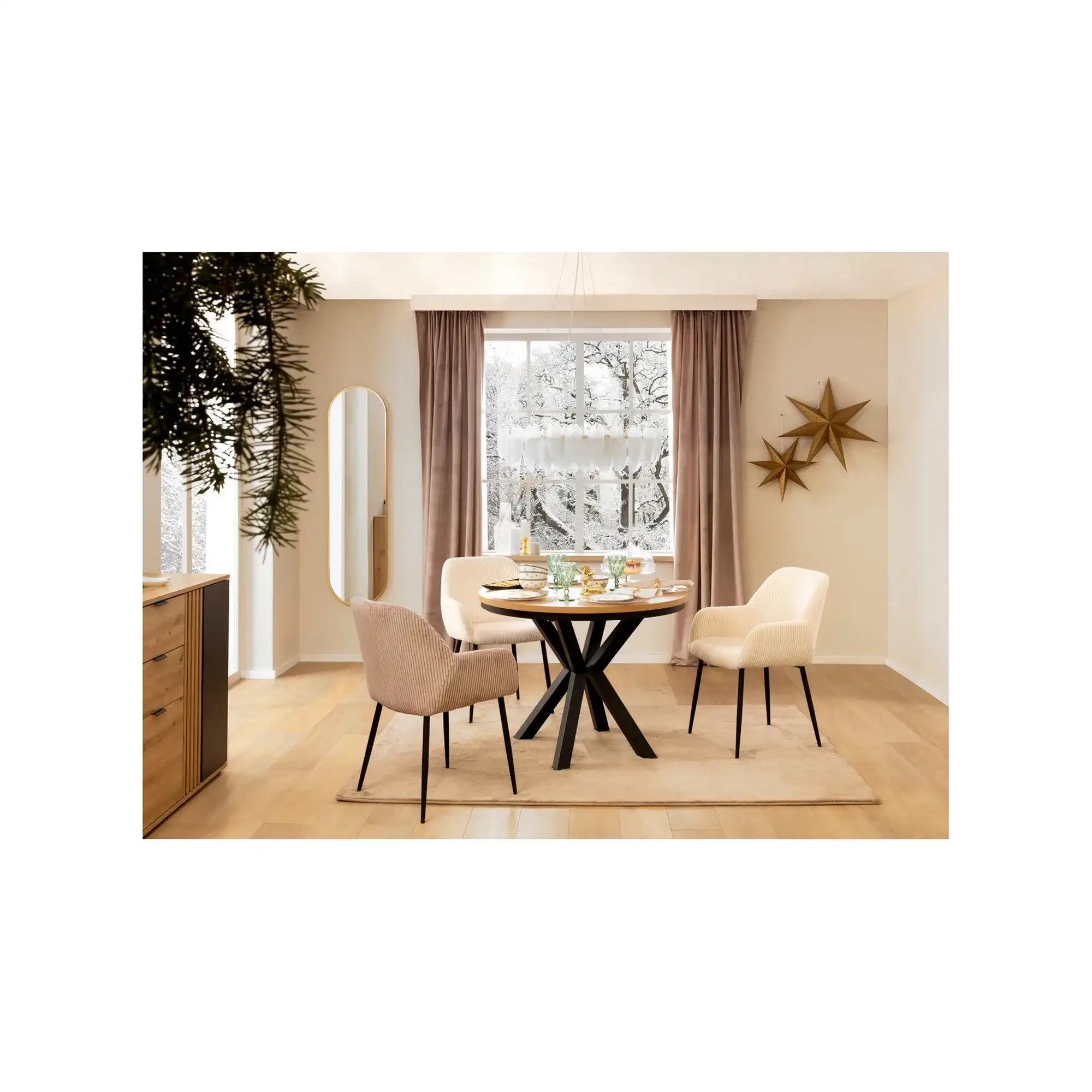 Masa extensibila ELAND, stejar artisan/negru, PAL laminat/metal, 100/200x100x76 cm