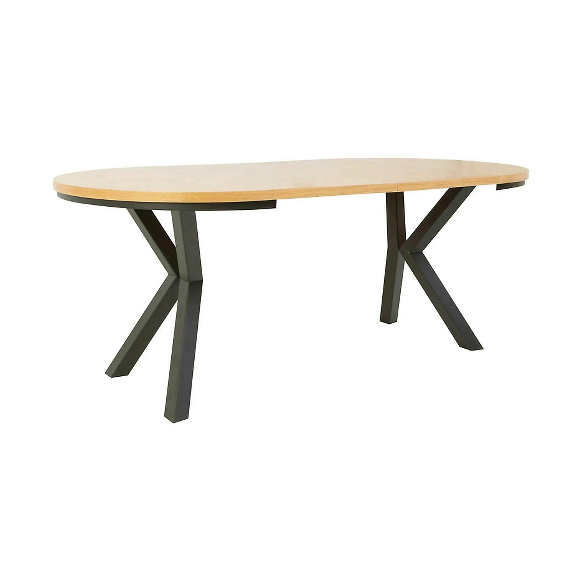 Masa extensibila ELAND, stejar/negru, PAL laminat/metal, 100/200x100x76 cm