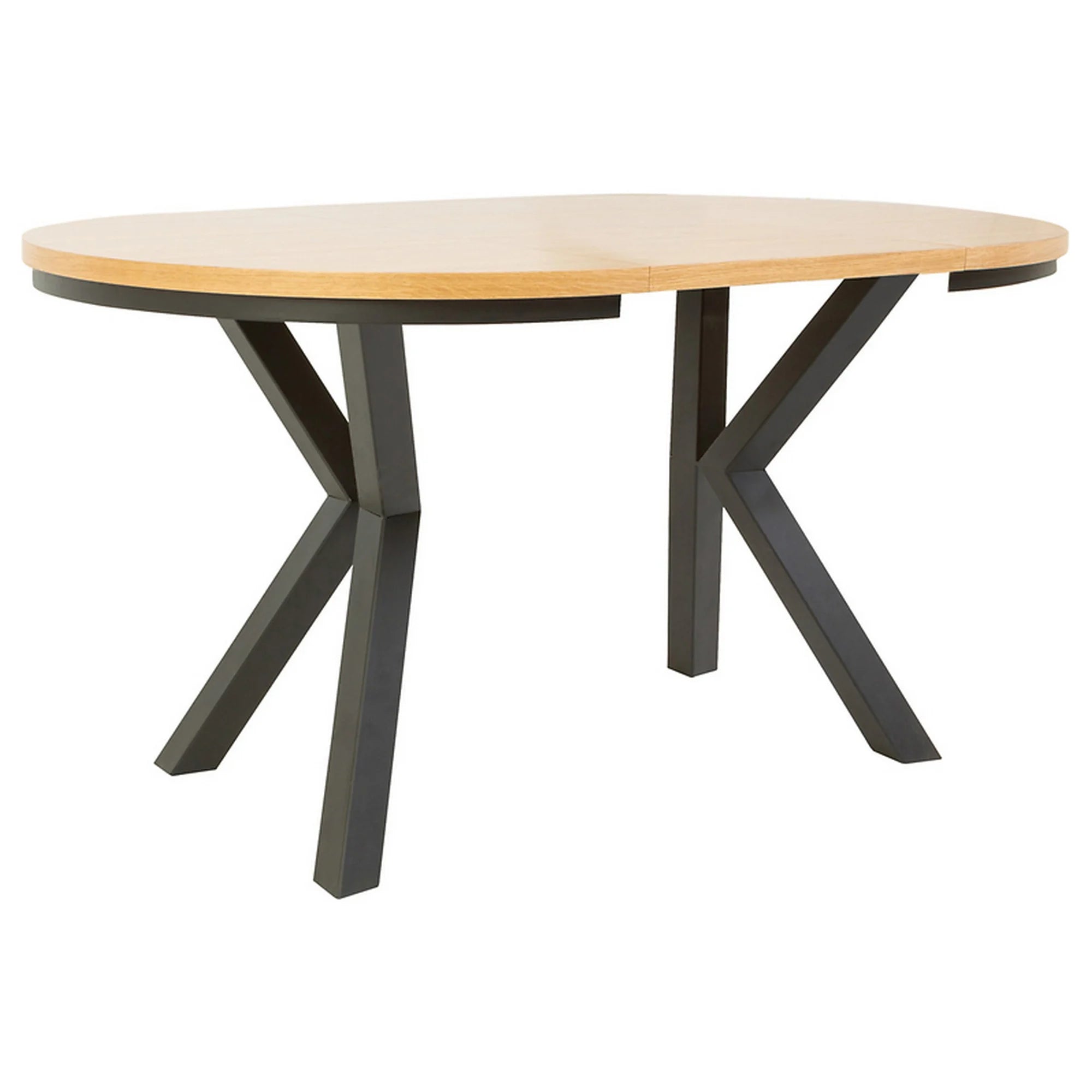 Masa extensibila ELAND, stejar/negru, PAL laminat/metal, 100/200x100x76 cm