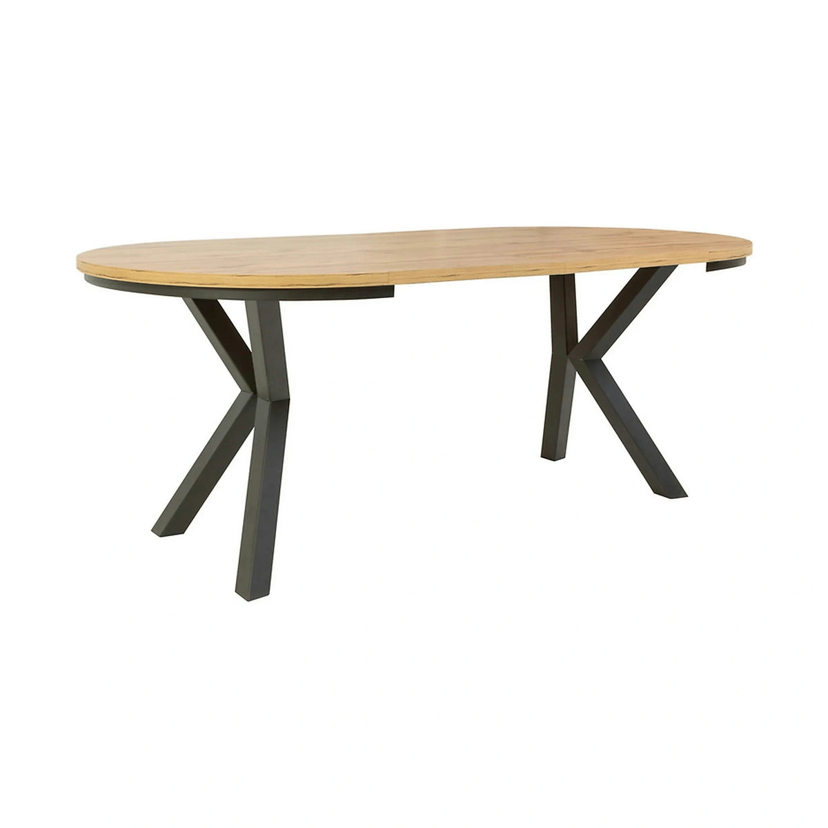 Masa extensibila ELAND, stejar wotan/negru, PAL laminat/metal, 100/200x100x76 cm