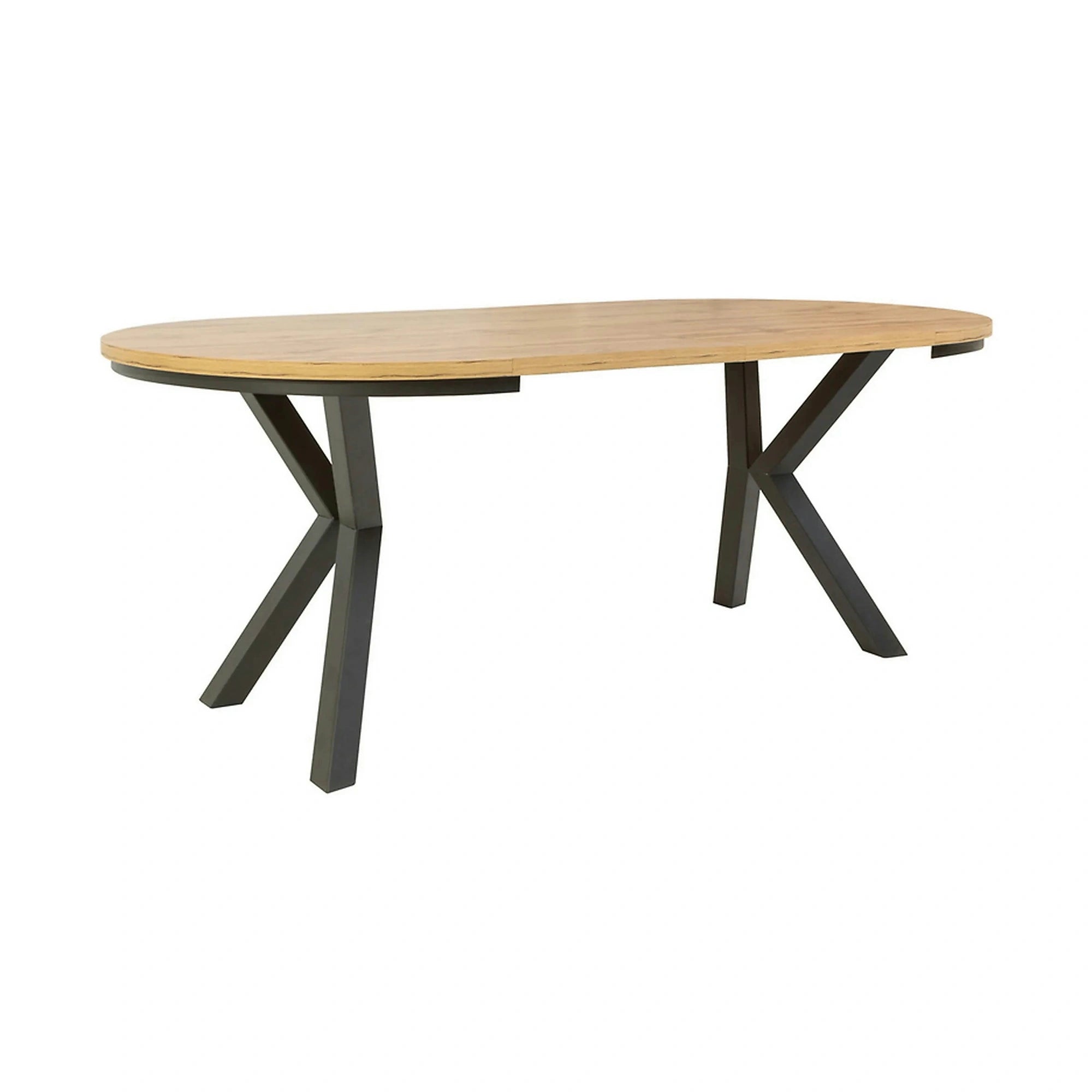 Masa extensibila ELAND, stejar wotan/negru, PAL laminat/metal, 100/200x100x76 cm