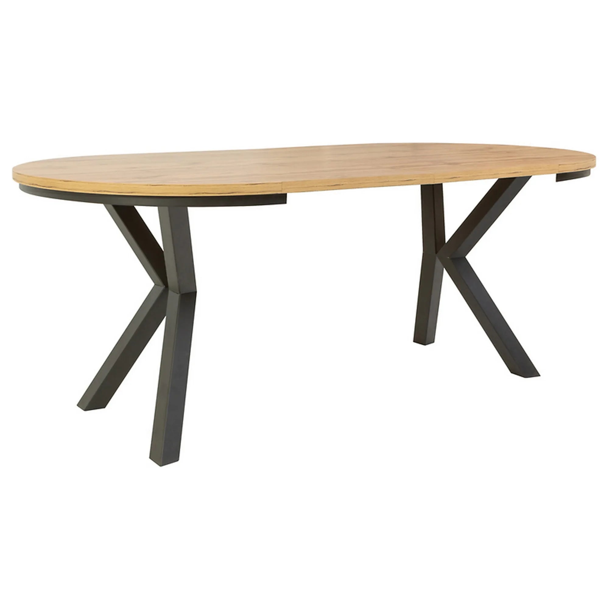 Masa extensibila ELAND, stejar wotan/negru, PAL laminat/metal, 100/200x100x76 cm