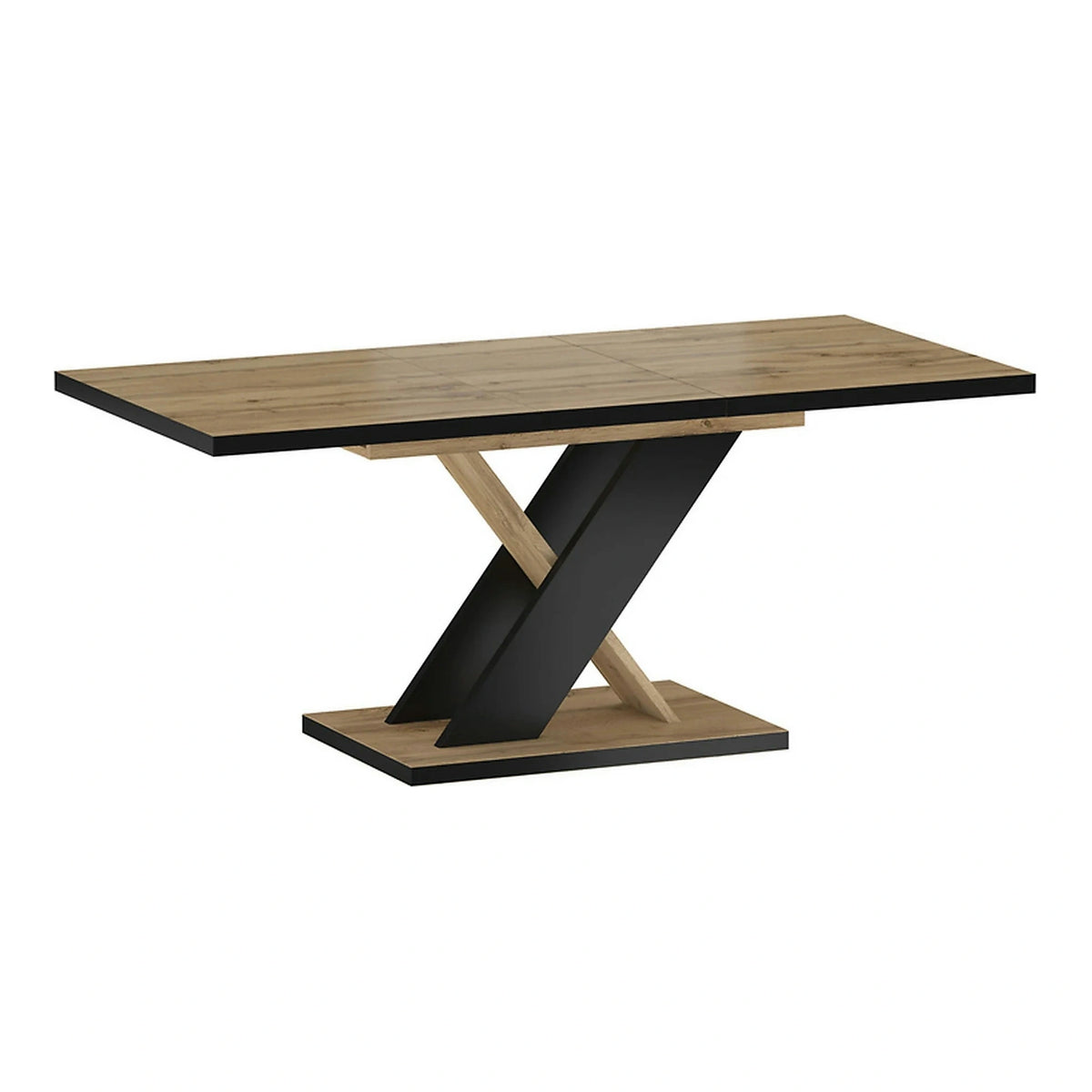 Masa extensibila ERYK, stejar artisan/negru, PAL laminat, 138/178x85x76 cm
