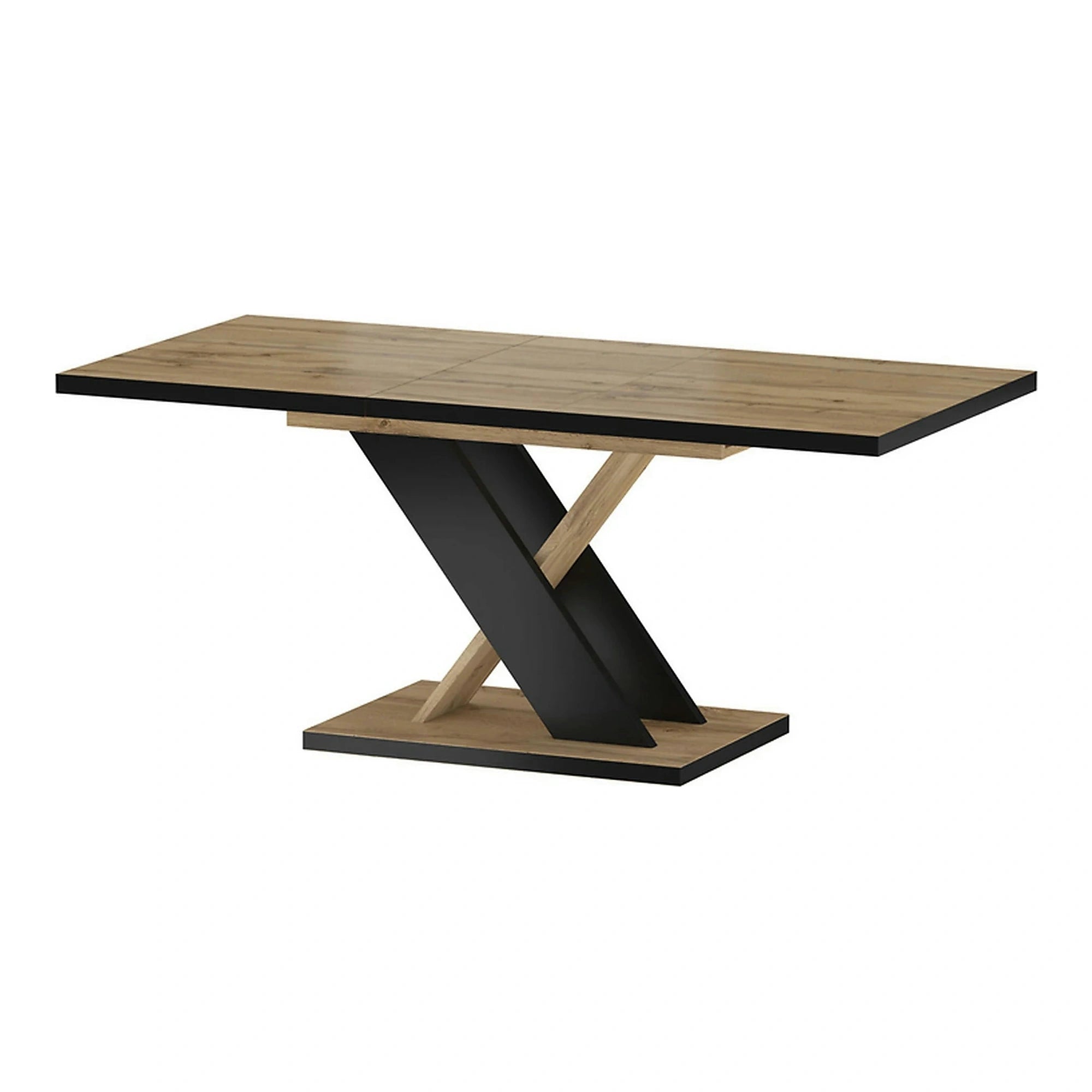 Masa extensibila ERYK, stejar artisan/negru, PAL laminat, 138/178x85x76 cm