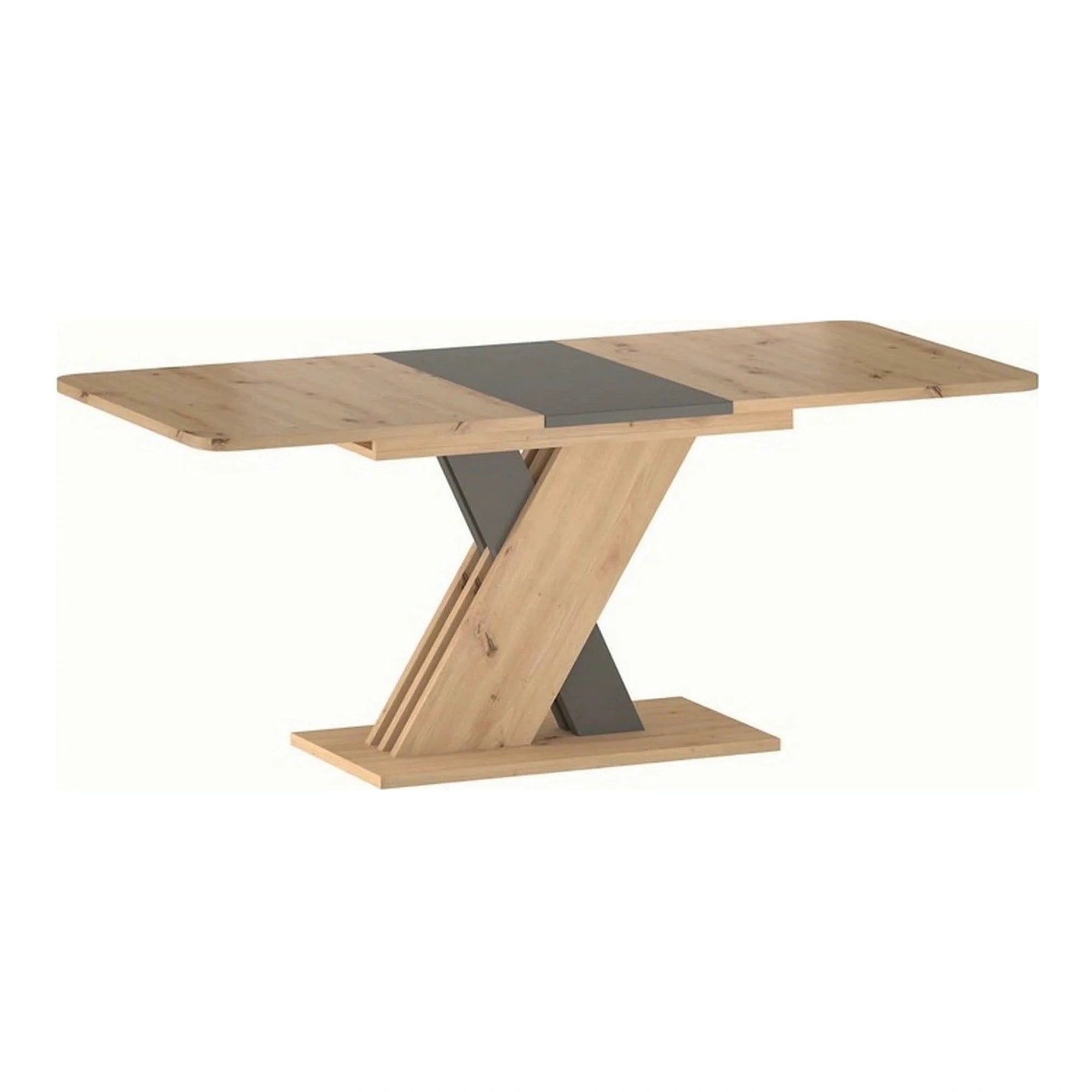 Masa extensibila EXEL, stejar artisan/gri antracit, PAL laminat, 140/180x85x76 cm