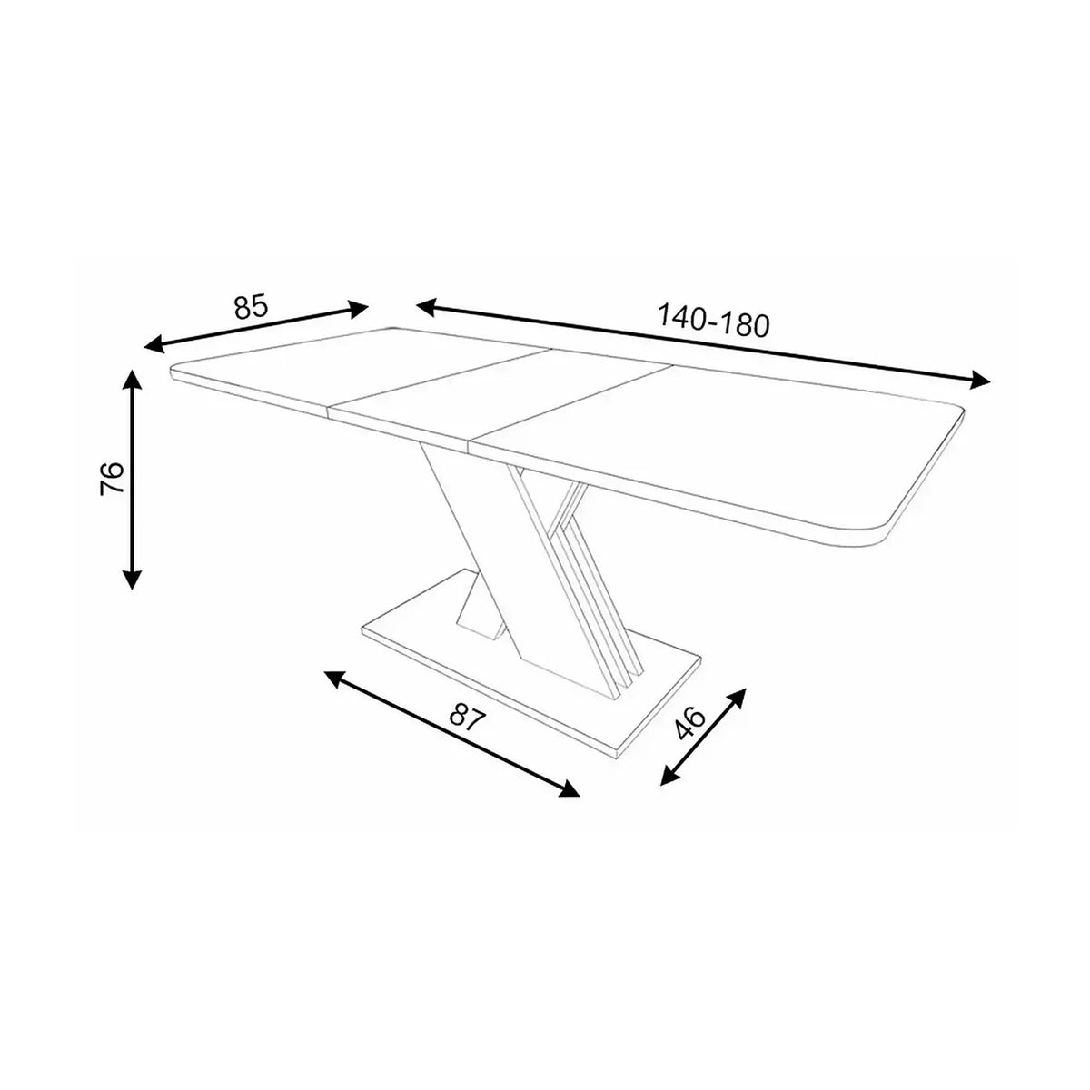 Masa extensibila EXEL, stejar artisan/gri antracit, PAL laminat, 140/180x85x76 cm