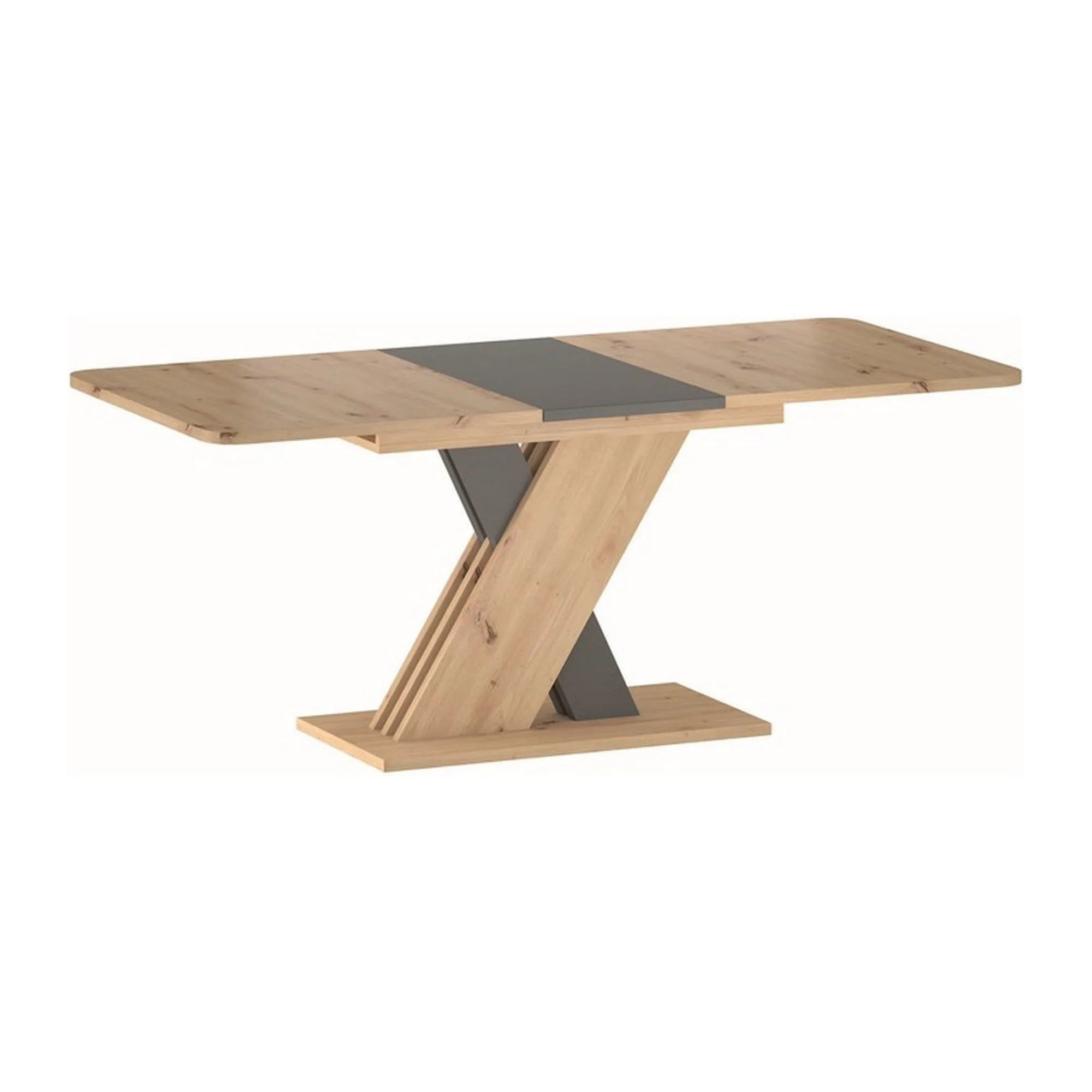 Masa extensibila EXEL, stejar artisan/gri antracit, PAL laminat, 140/180x85x76 cm