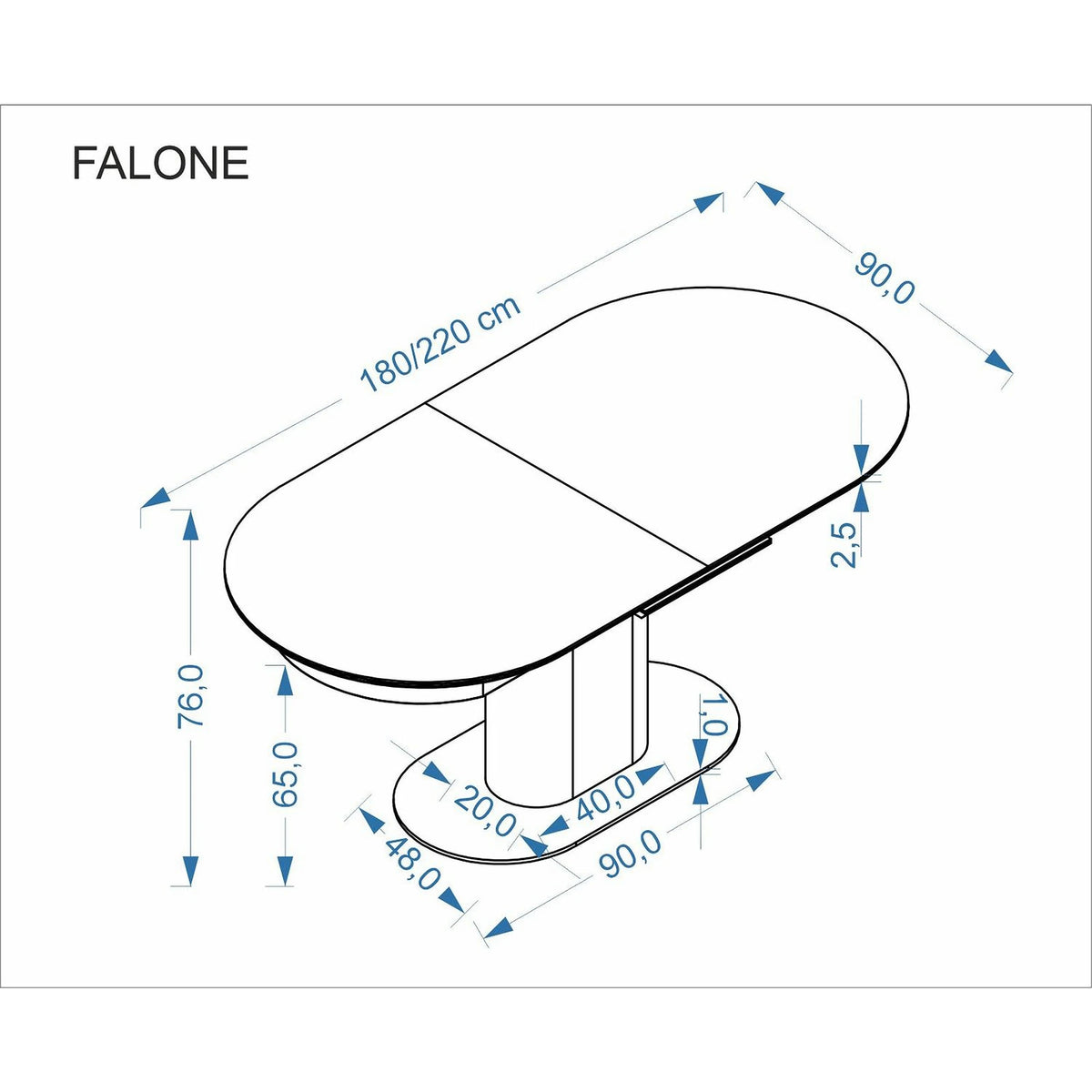 Masa extensibila FALONE, travertin/casmir, piatra sinterizata/metal, 180/220x90x76 cm