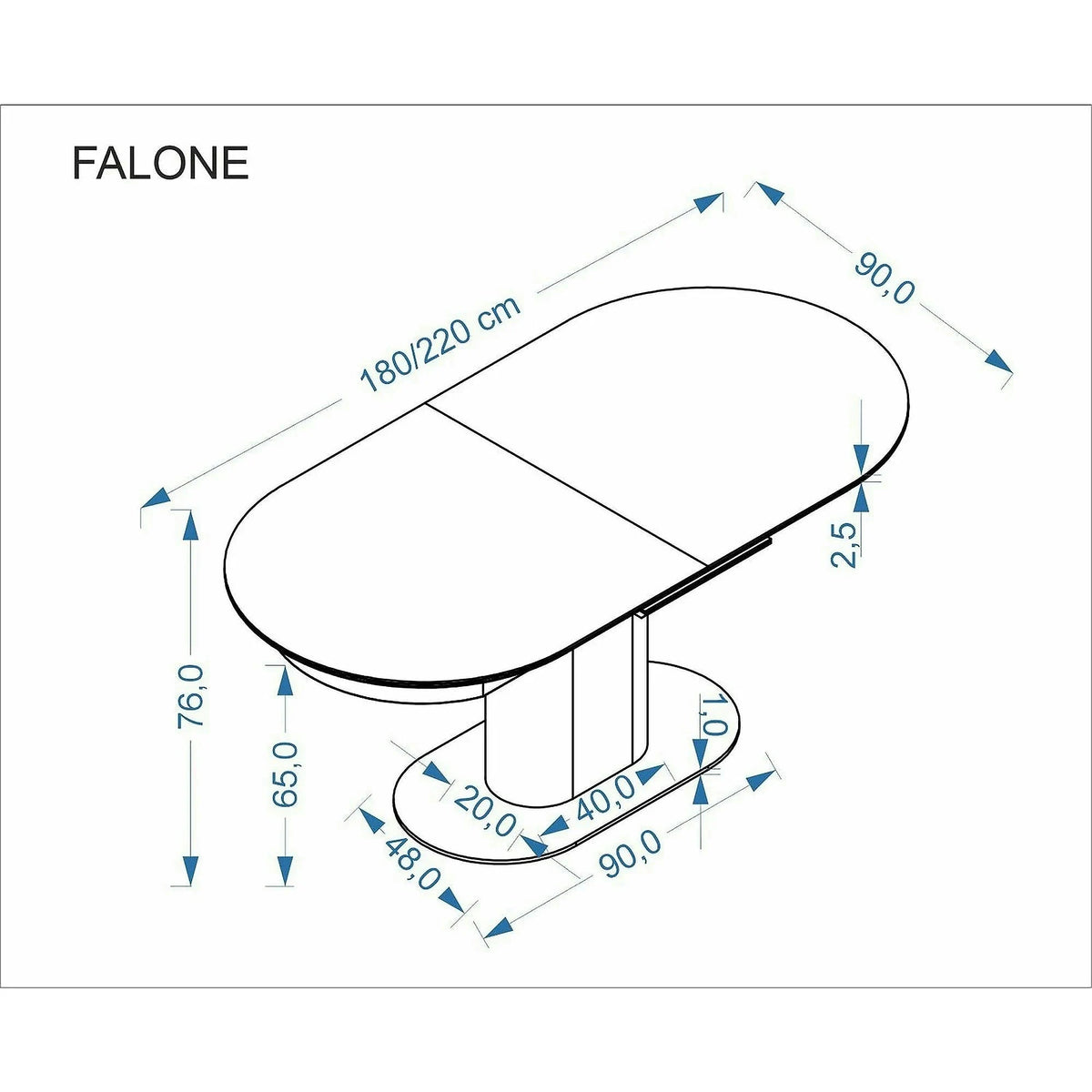 Masa extensibila FALONE, travertin/casmir, piatra sinterizata/metal, 180/220x90x76 cm