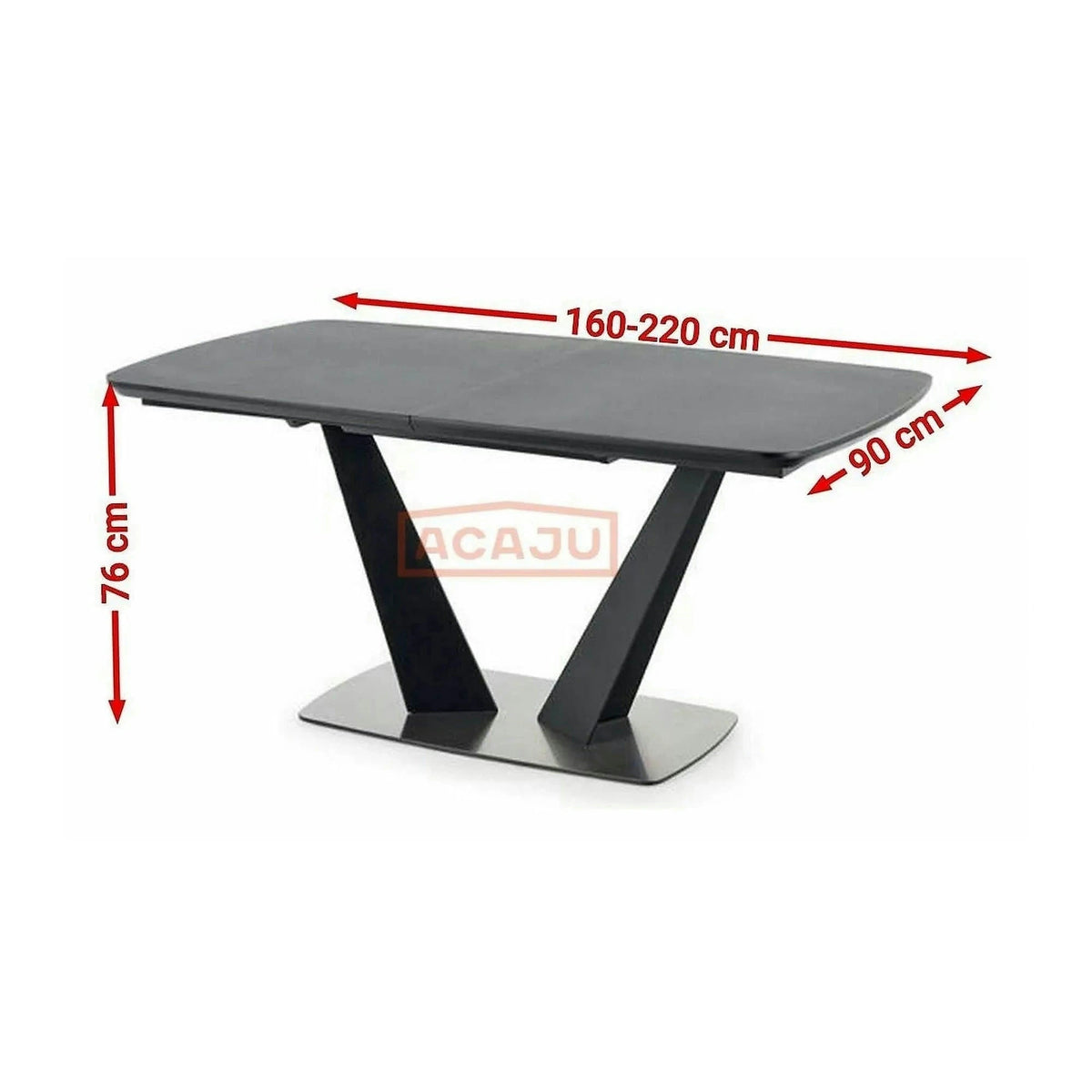 Masa extensibila Fangor, gri inchis/negru, 160-220/90/76 cm