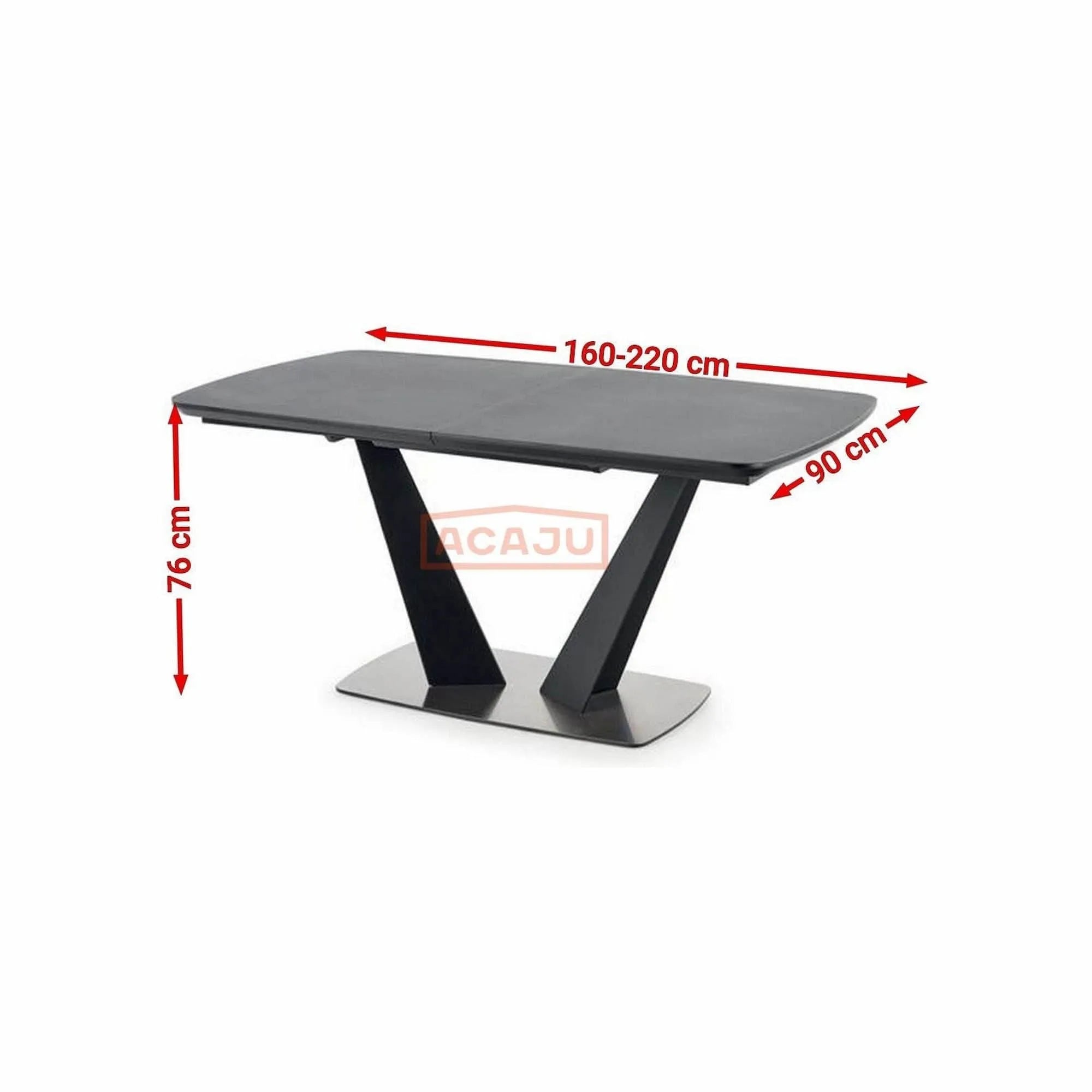 Masa extensibila Fangor, gri inchis/negru, 160-220/90/76 cm