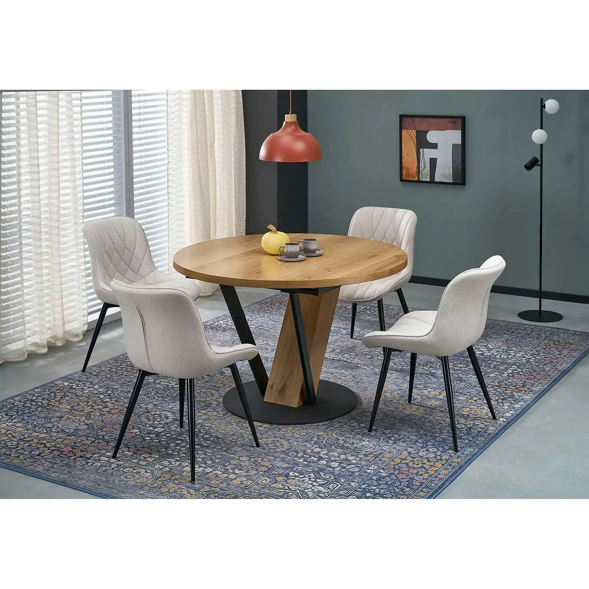 Masa extensibila FANIS, stejar/negru, 120/160x120x78 cm