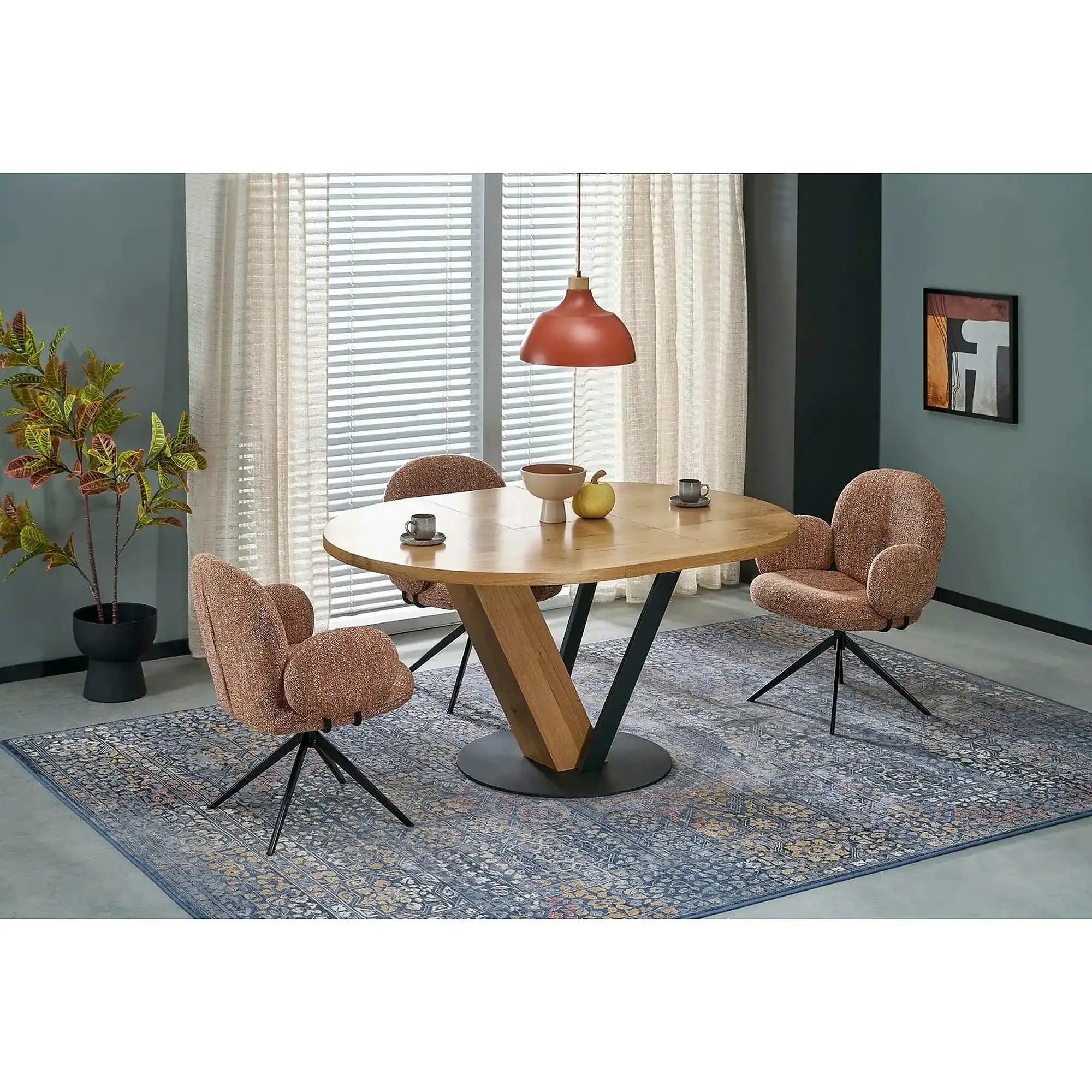 Masa extensibila FANIS, stejar/negru, 120/160x120x78 cm