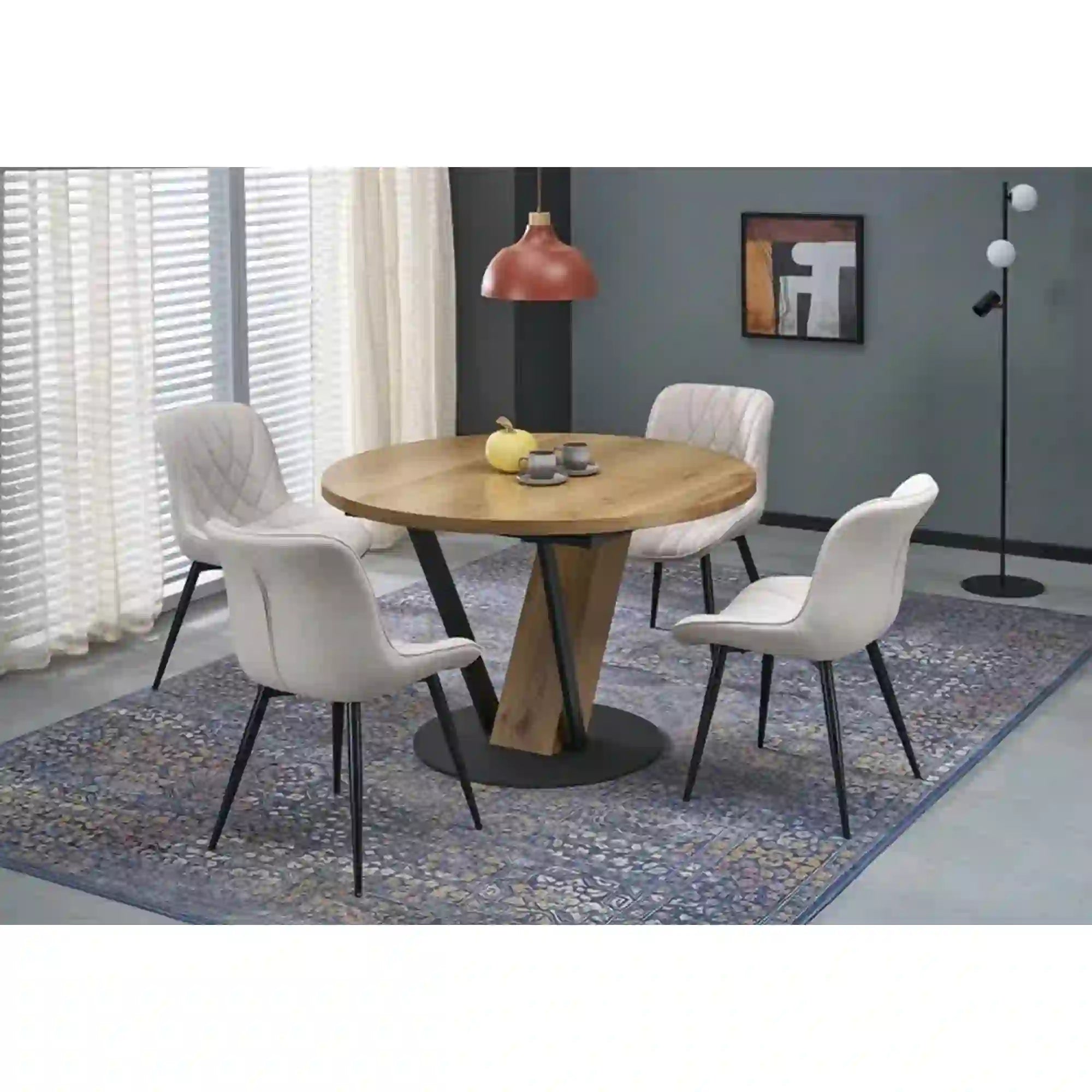 Masa extensibila FANIS, stejar/negru, 120/160x120x78 cm