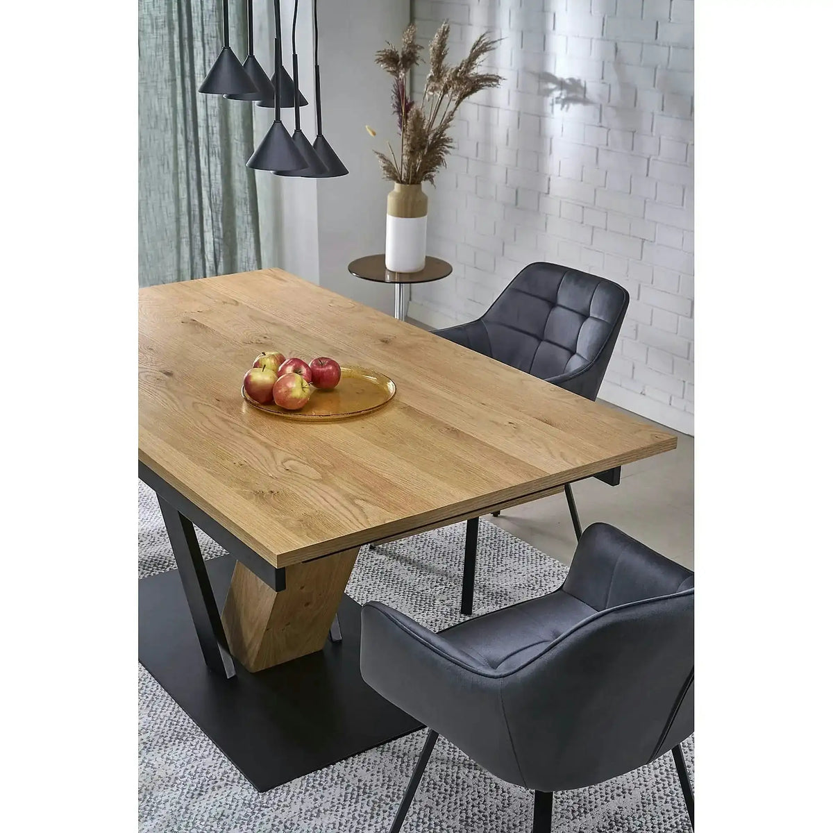 Masa extensibila FANIS, stejar/negru, 160/220x90x78 cm
