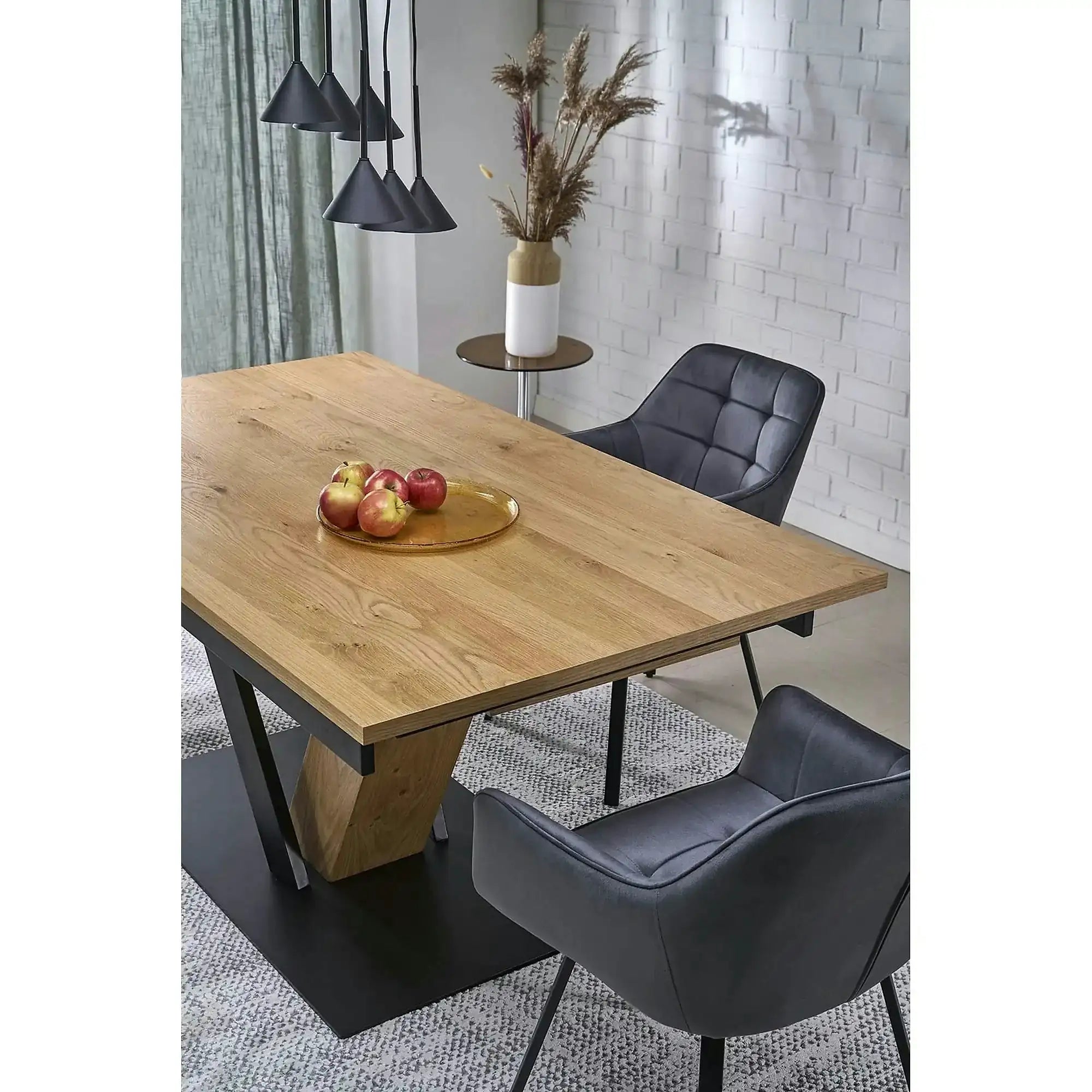 Masa extensibila FANIS, stejar/negru, 160/220x90x78 cm