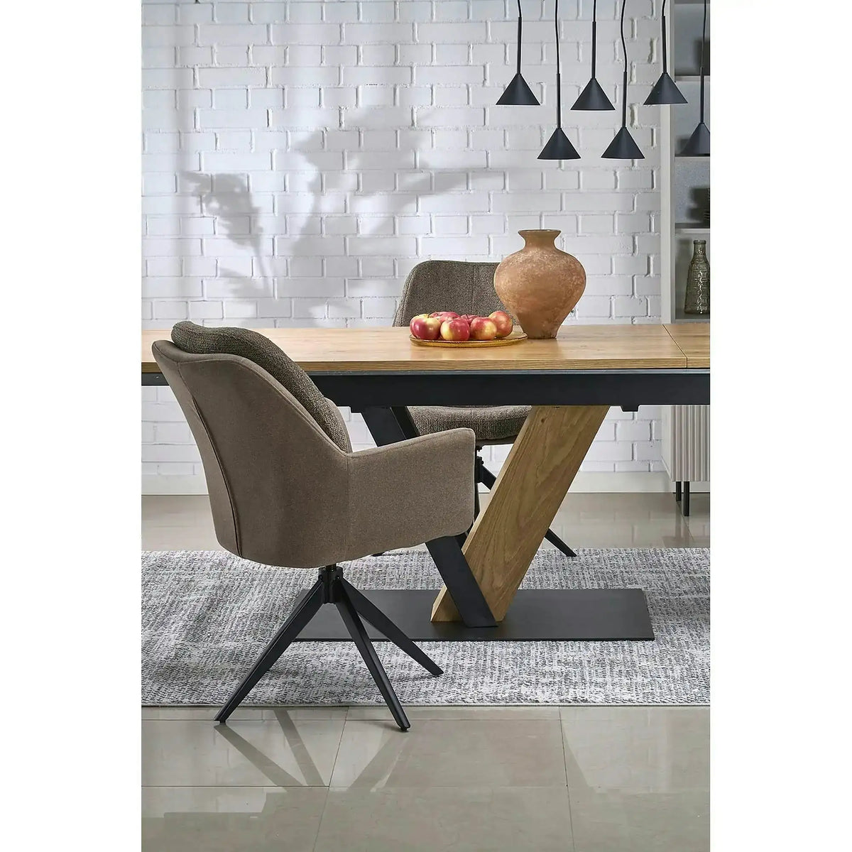 Masa extensibila FANIS, stejar/negru, 160/220x90x78 cm