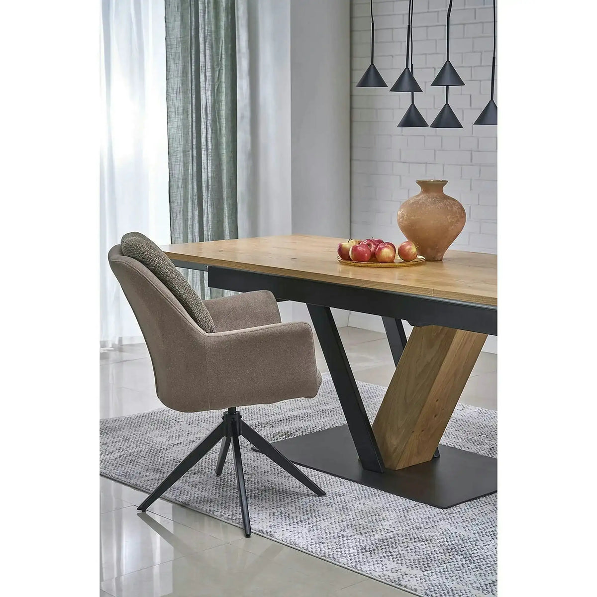 Masa extensibila FANIS, stejar/negru, 160/220x90x78 cm
