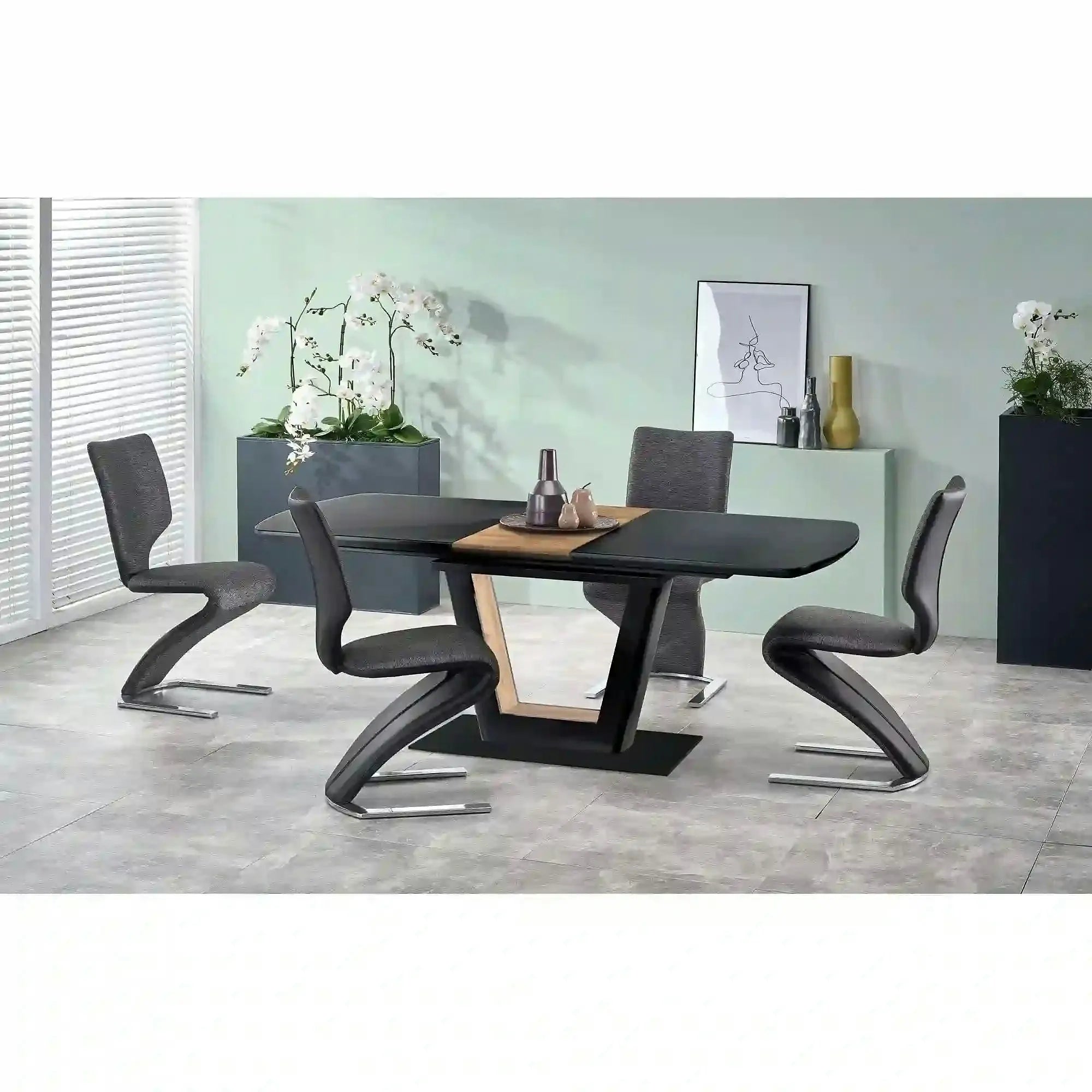 Masa extensibila FARREL, nuc/negru, 160/200x90x77 cm