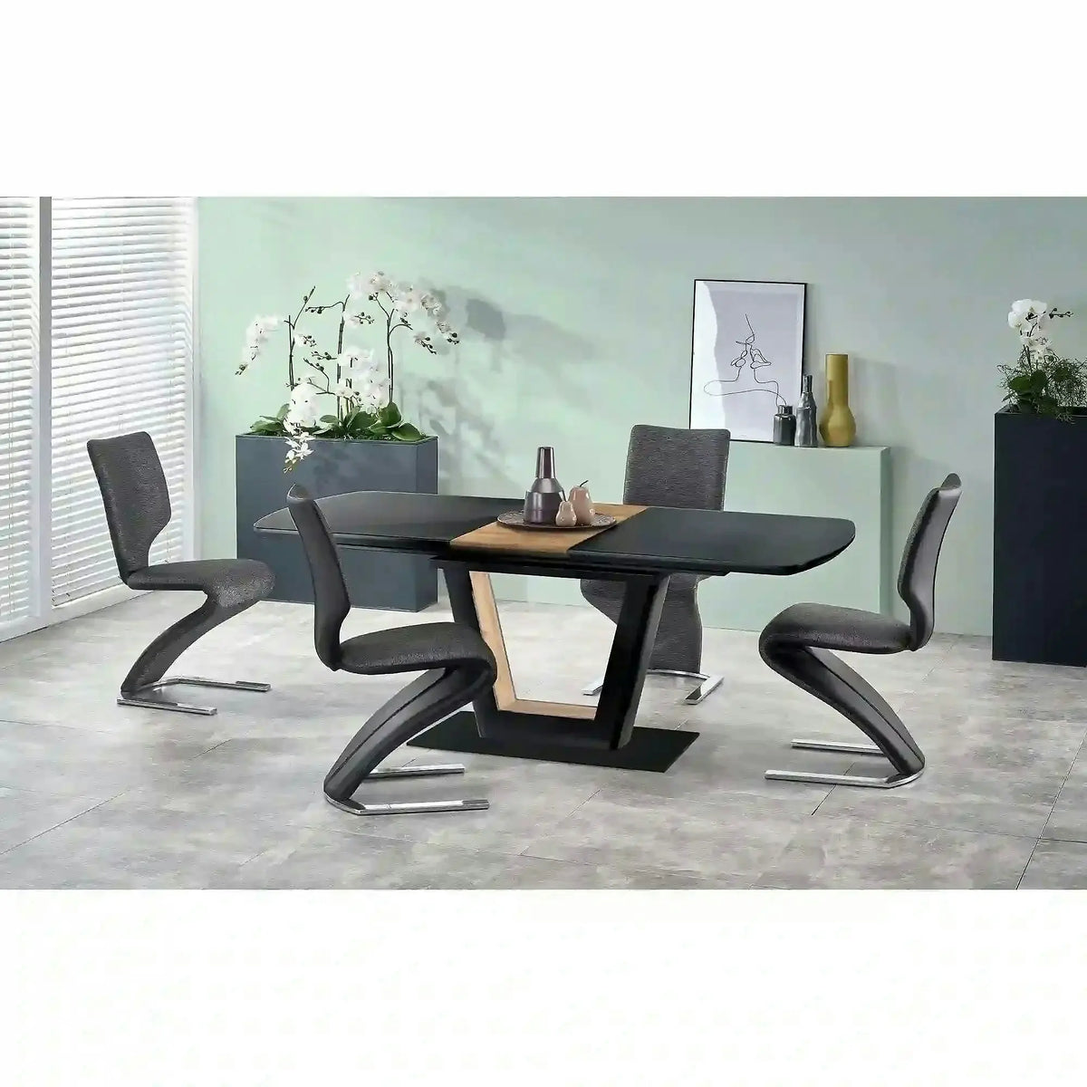 Masa extensibila FARREL, nuc/negru, 160/200x90x77 cm