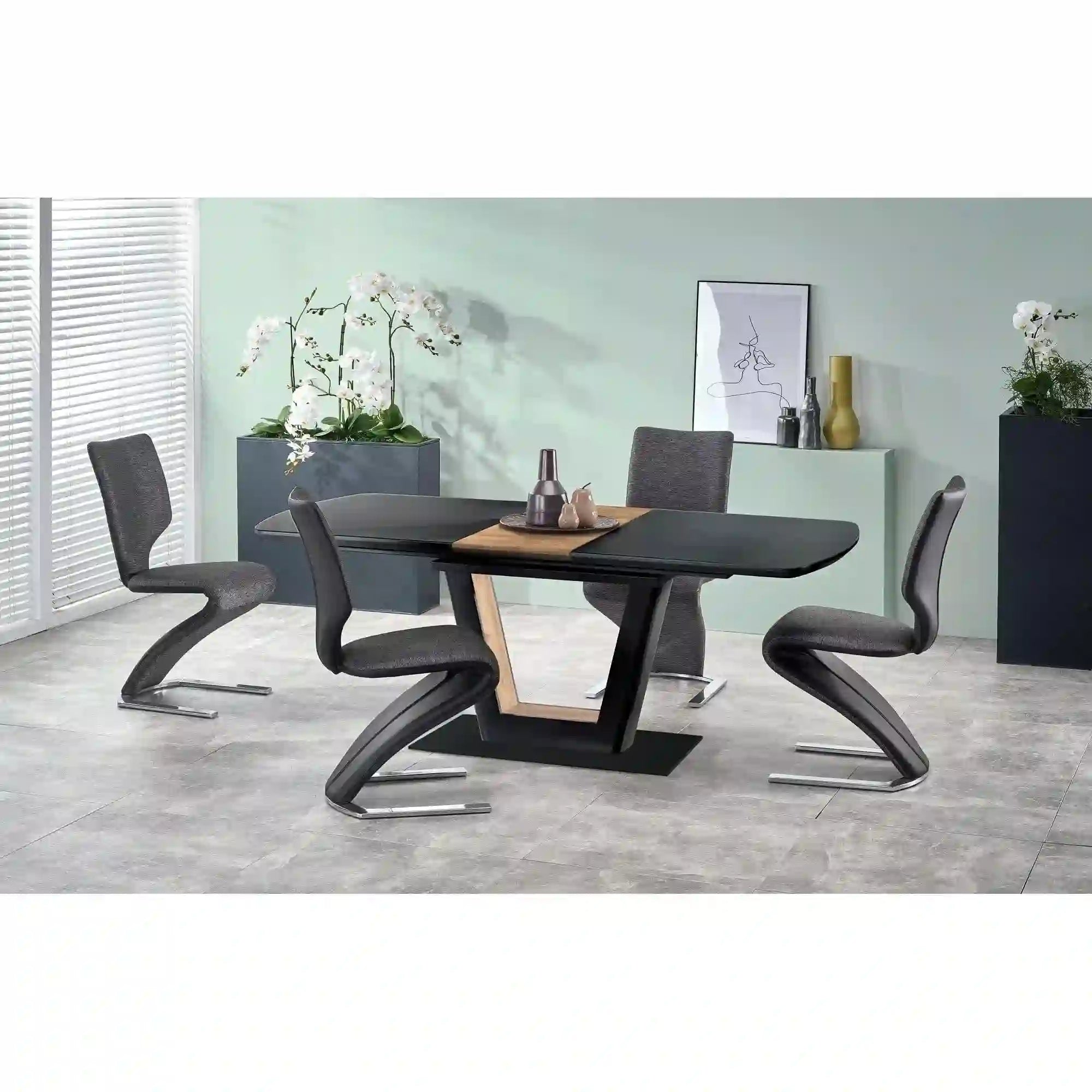 Masa extensibila FARREL, nuc/negru, 160/200x90x77 cm