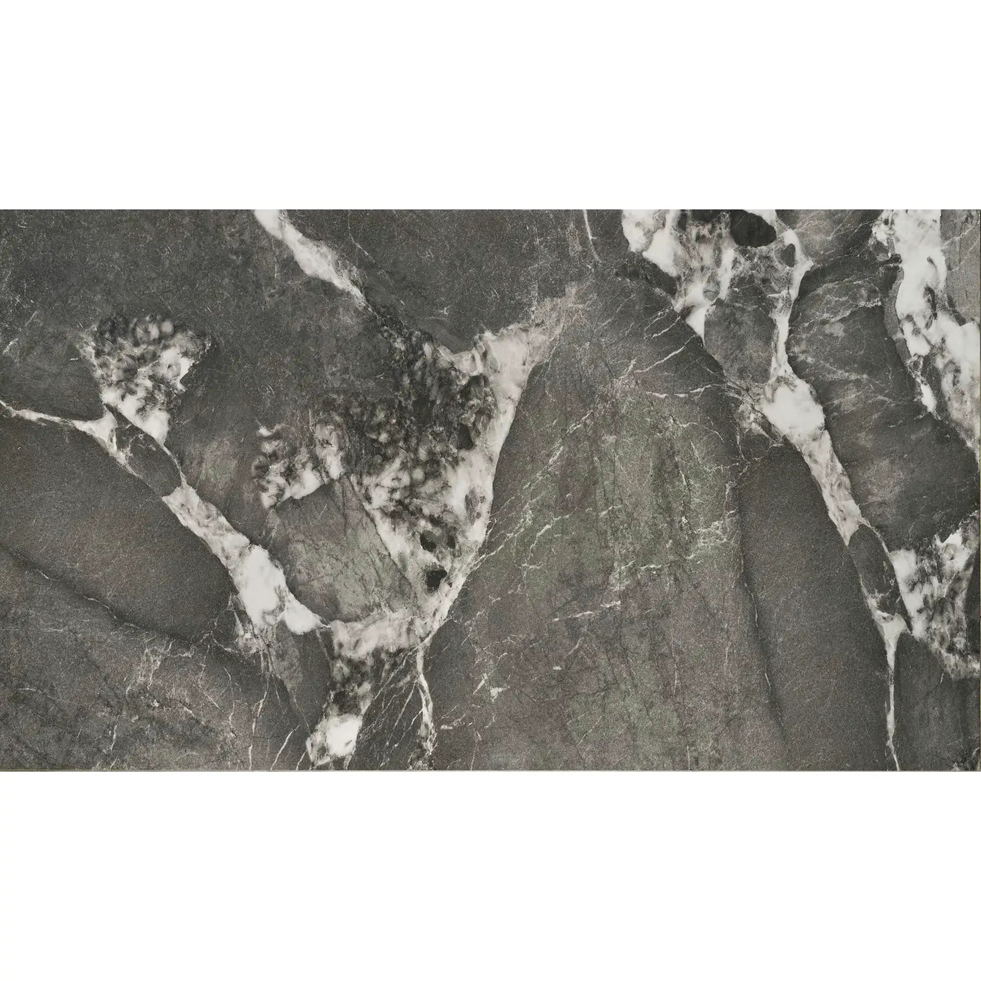 Masa extensibila FELIX, gri cu efect de marmura/negru, piatra sinterizata/metal, 141-201x81x76 cm
