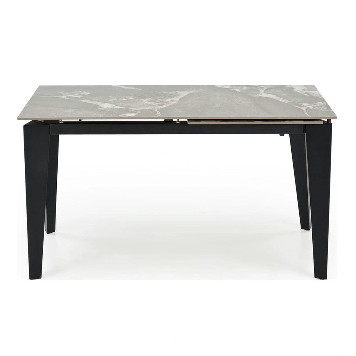 Masa extensibila FELIX, gri cu efect de marmura/negru, piatra sinterizata/metal, 141-201x81x76 cm