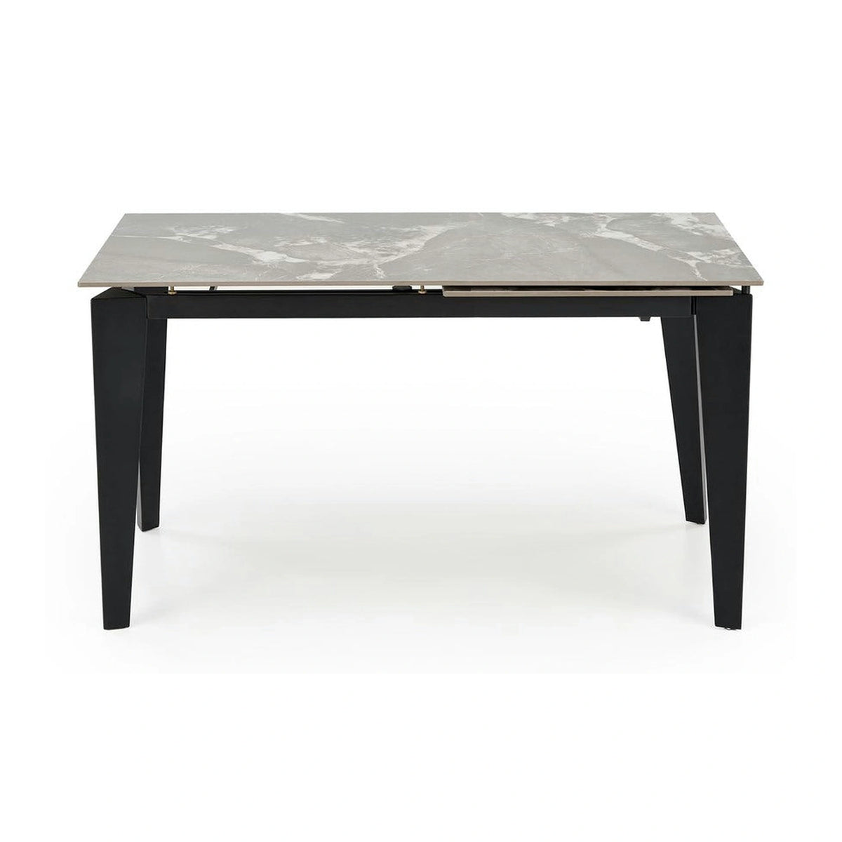 Masa extensibila FELIX, gri cu efect de marmura/negru, piatra sinterizata/metal, 141-201x81x76 cm