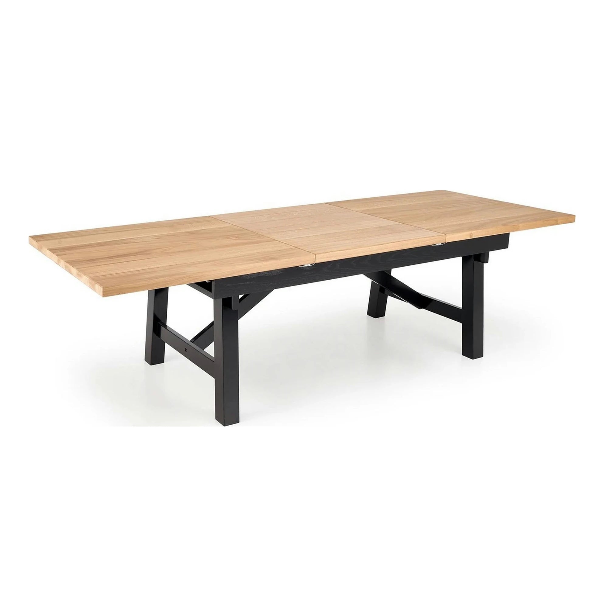 Masa extensibila FIESTA, stejar natural/negru, 200/280x100x77 cm