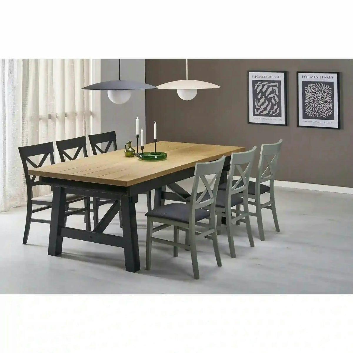 Masa extensibila FIESTA, stejar natural/negru, 200/280x100x77 cm