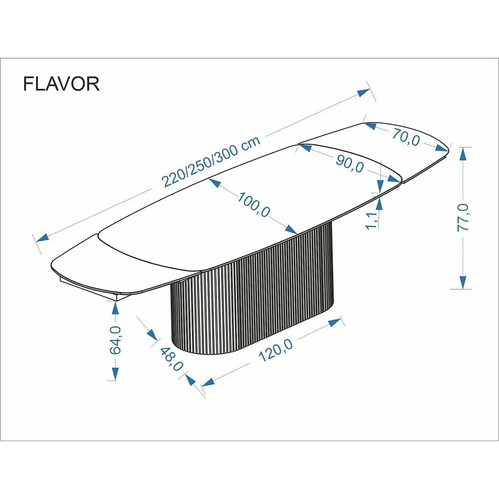 Masa extensibila FLAVOR, efect marmura alba/nuc, ceramica/sticla, 200/300x100x77 cm