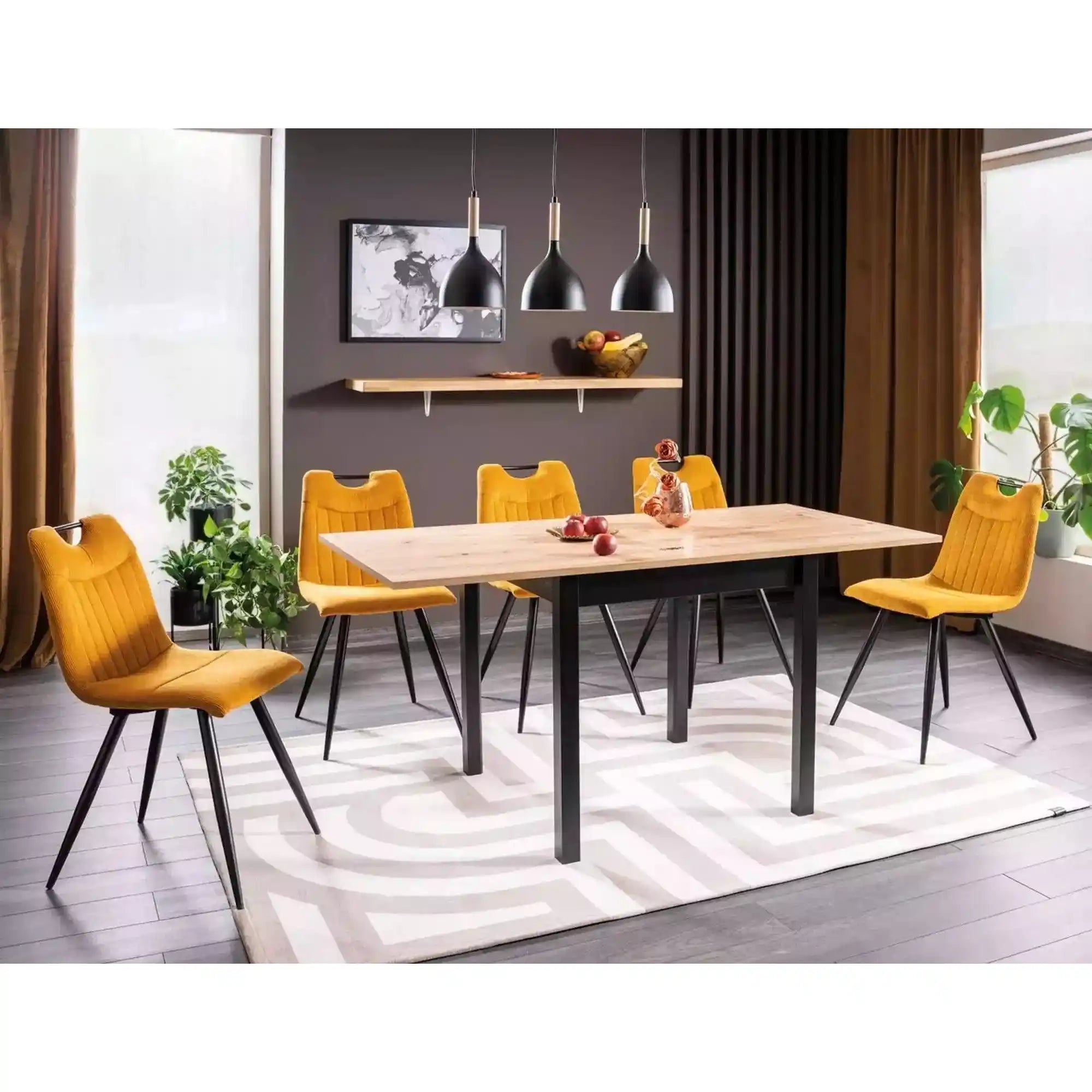 Masa extensibila FLIP, stejar artisan/negru, PAL laminat, 60/120x80x78 cm