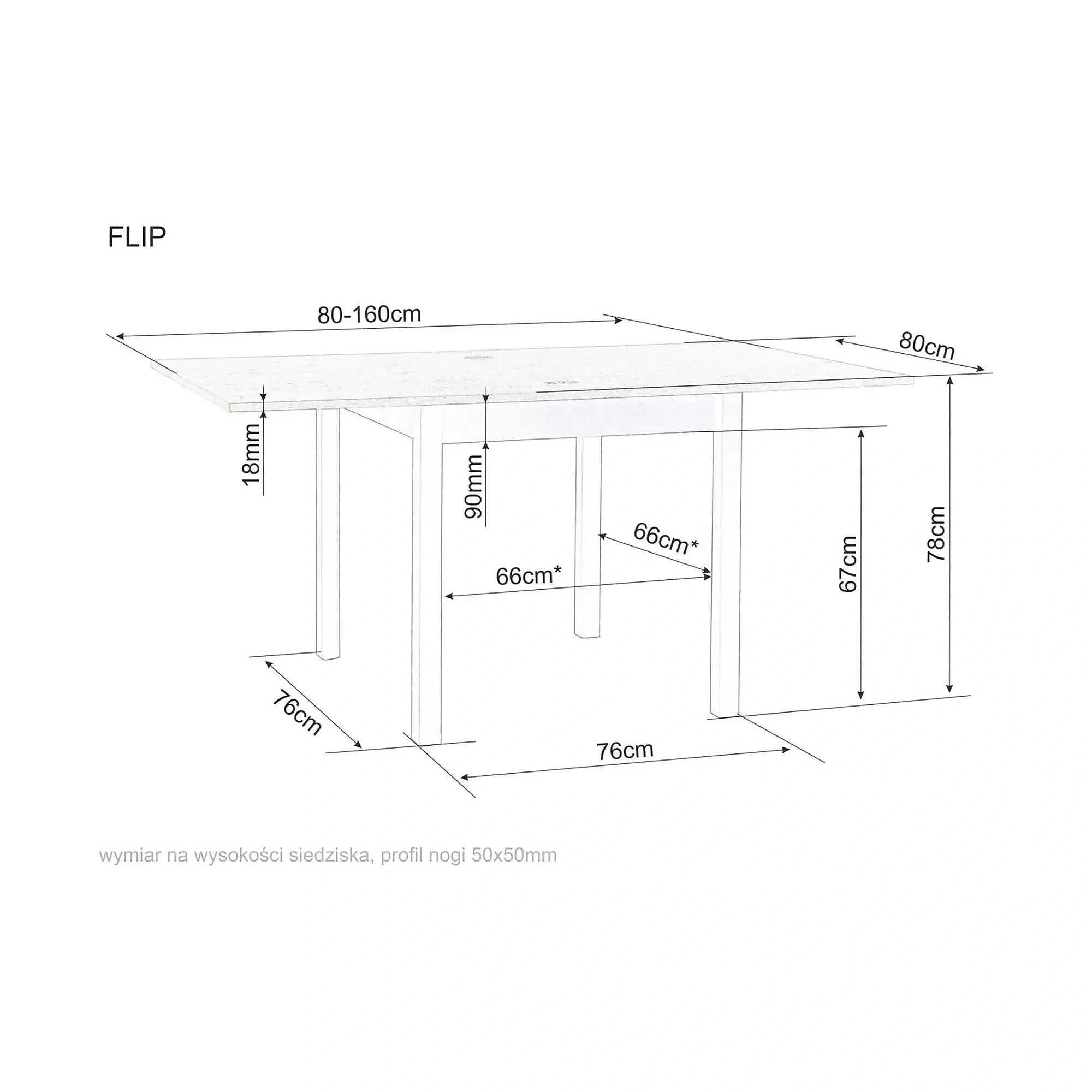 Masa extensibila FLIP, stejar/casmir, PAL laminat, 80/160x80x78 cm