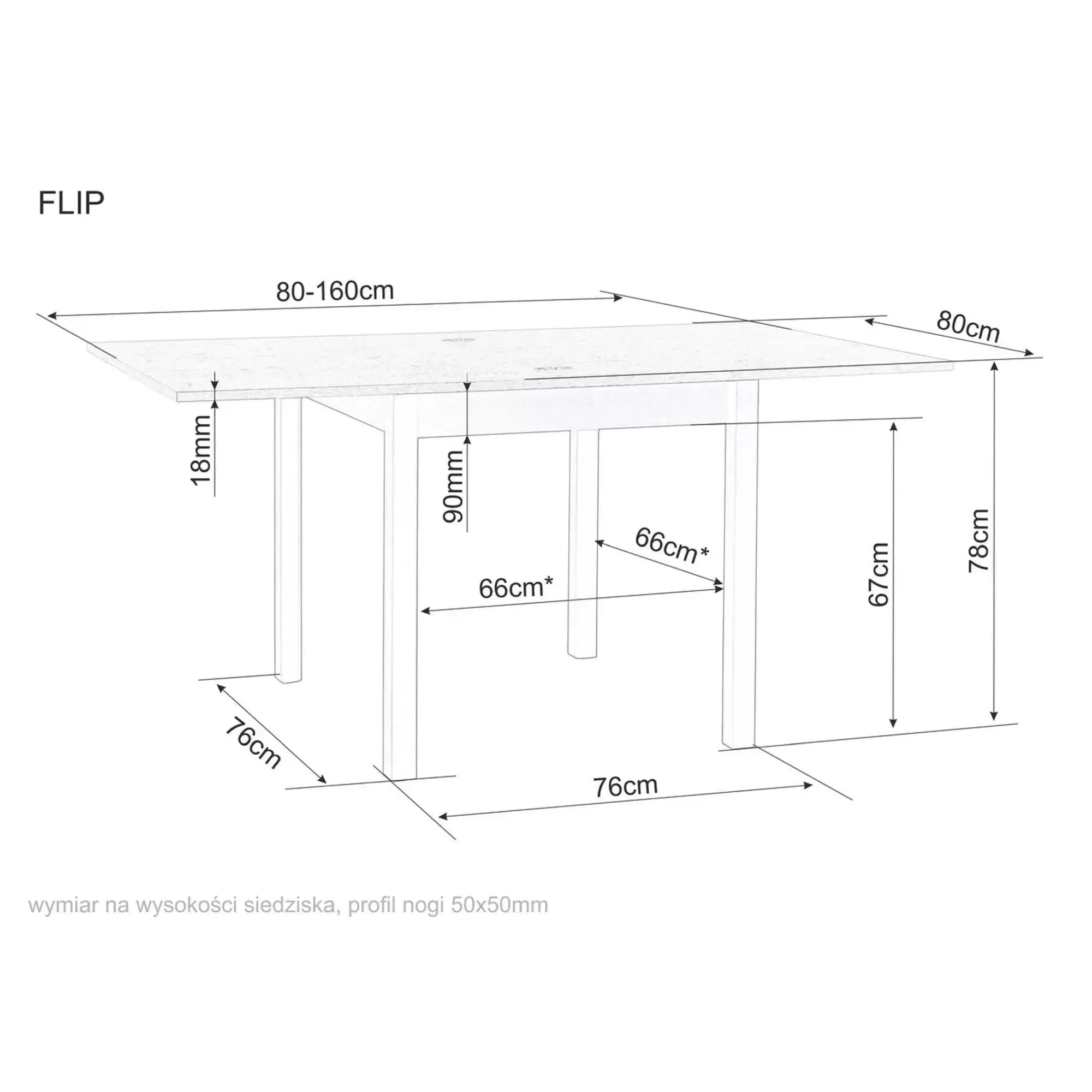 Masa extensibila FLIP, stejar/casmir, PAL laminat, 80/160x80x78 cm