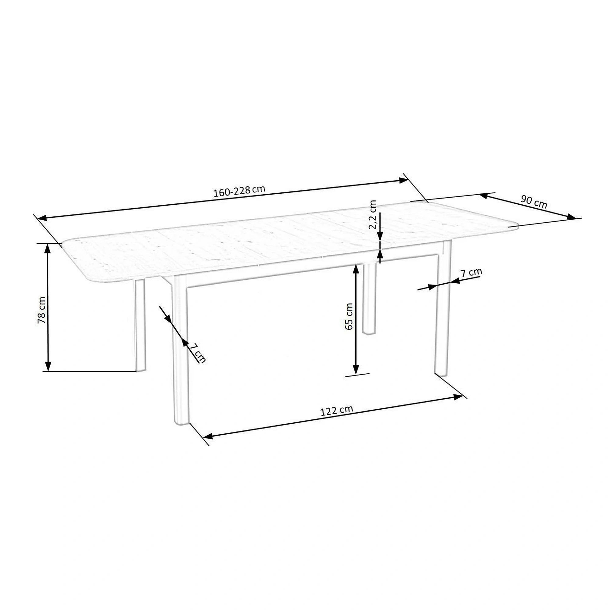 Masa extensibila FLORIAN, alb, 160/228x90x78 cm