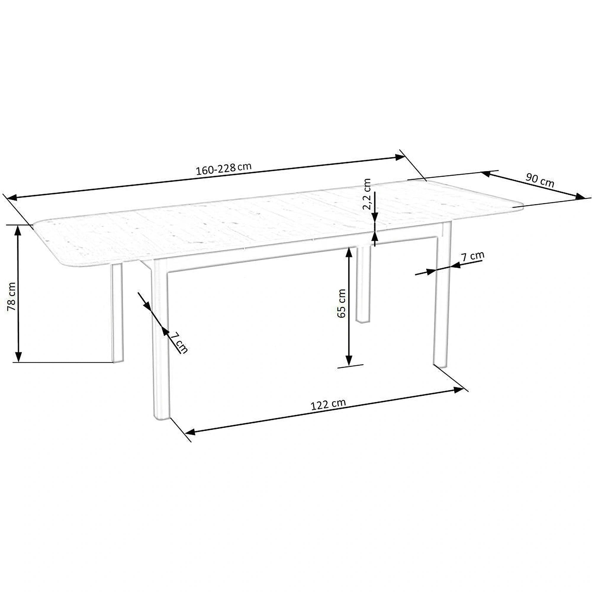 Masa extensibila FLORIAN, stejar artisan/negru, PAL furniruit, 160/228x90x78 cm