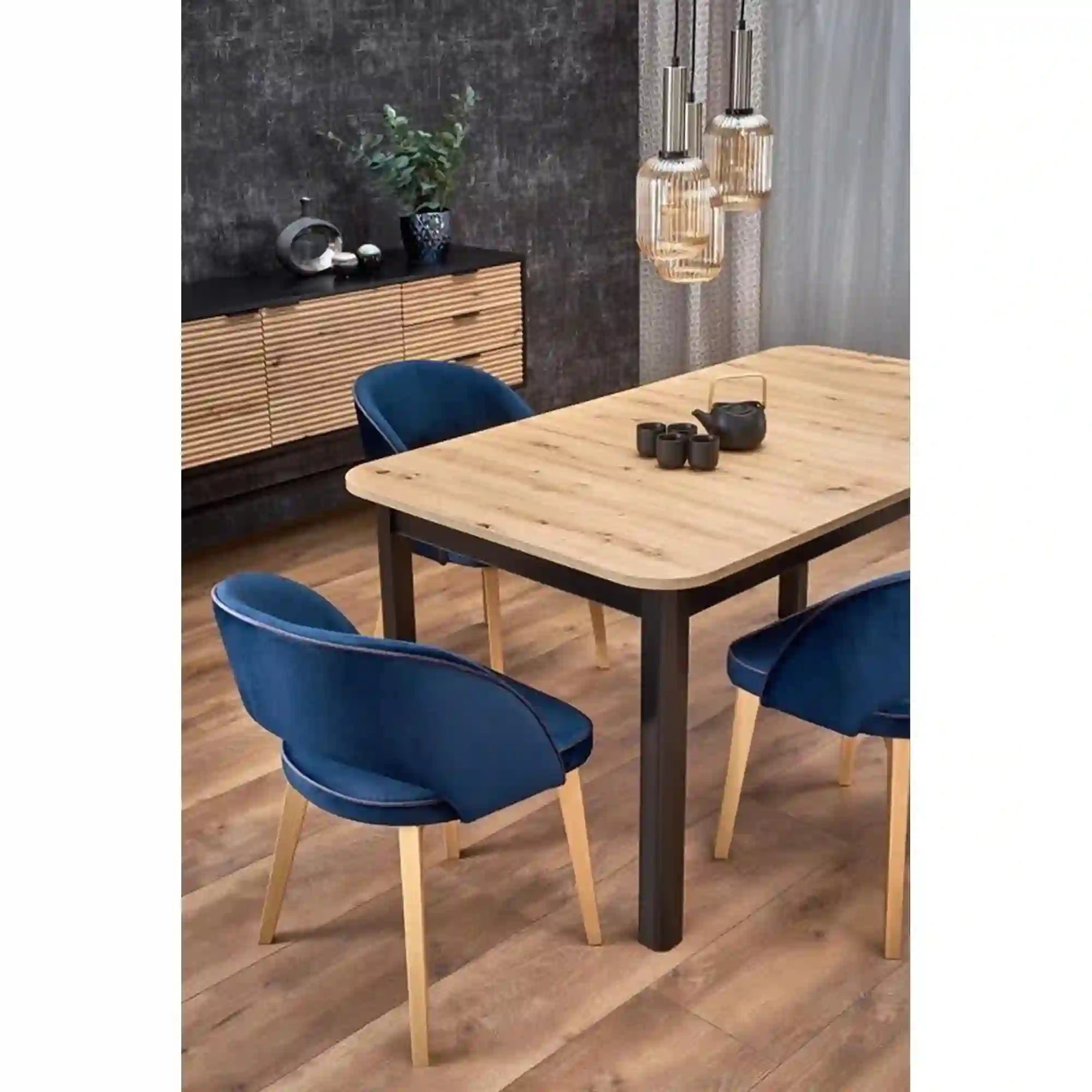 Masa extensibila FLORIAN, stejar artisan/negru, PAL furniruit, 160/228x90x78 cm